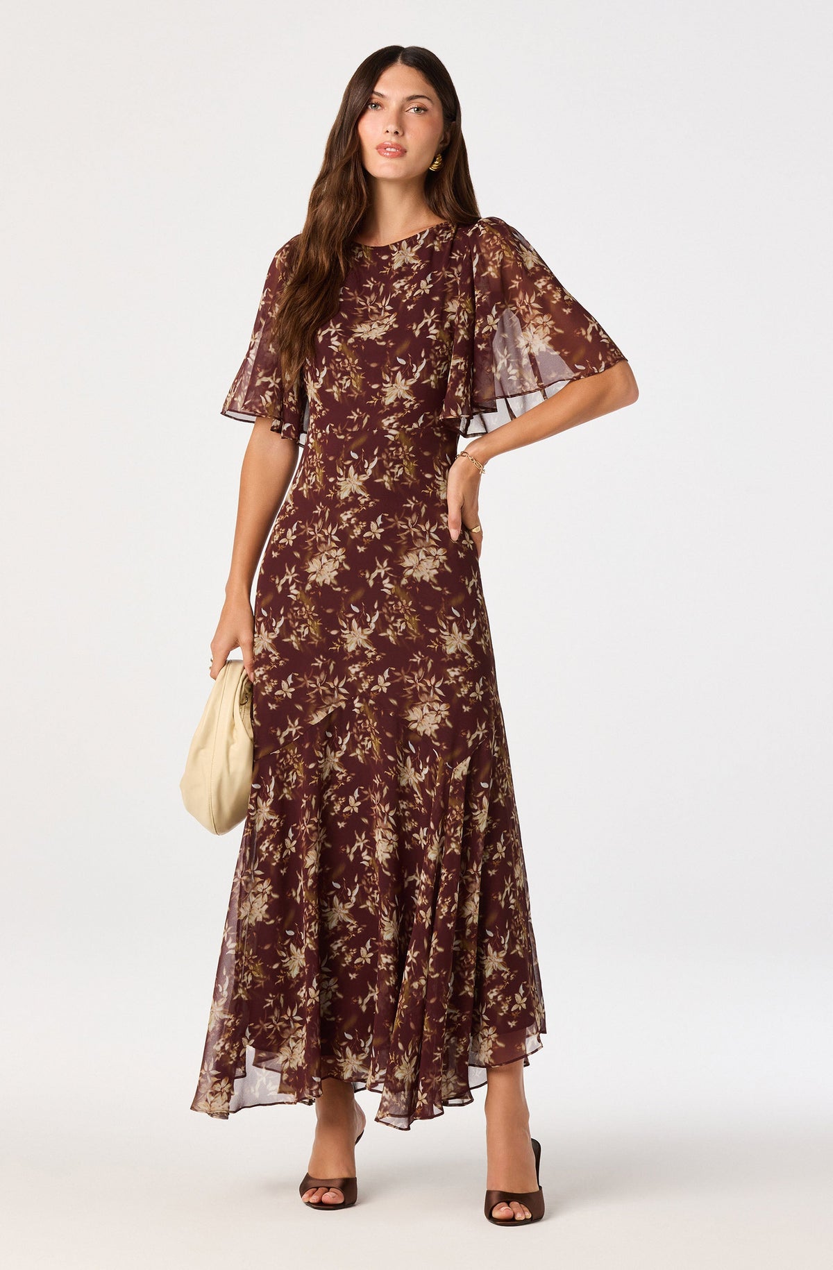 Aria Floral Butterfly Sleeve Maxi Dress