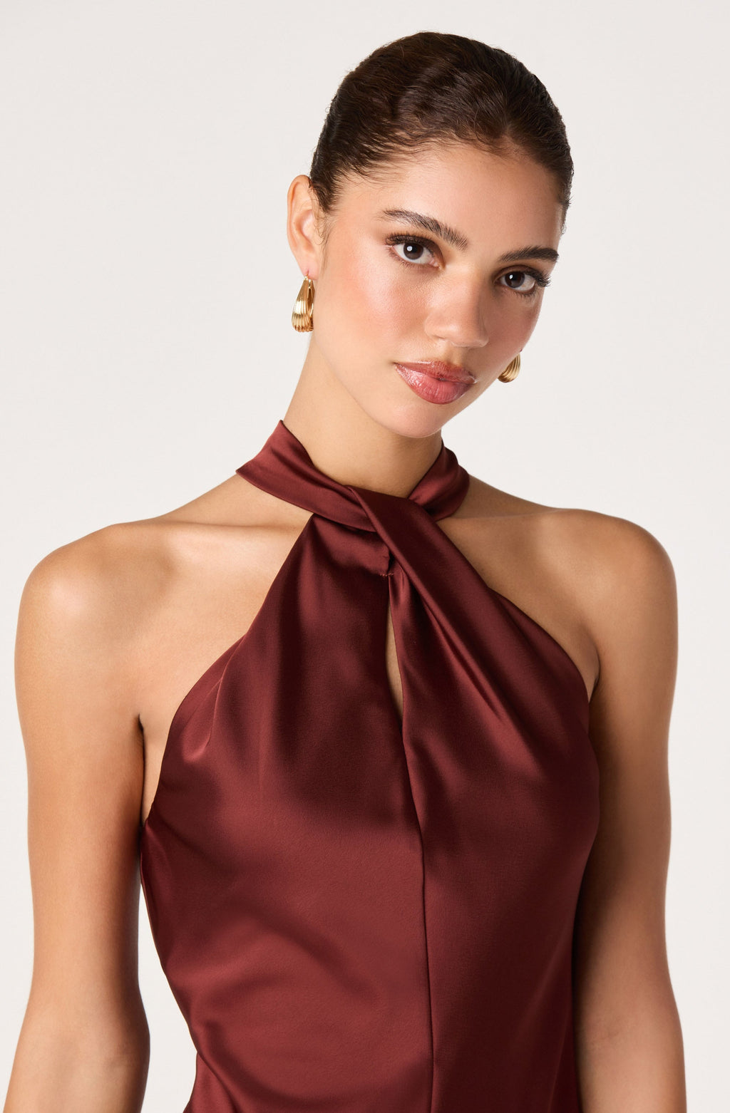 Triniti Feather Trim Halter Mini Dress