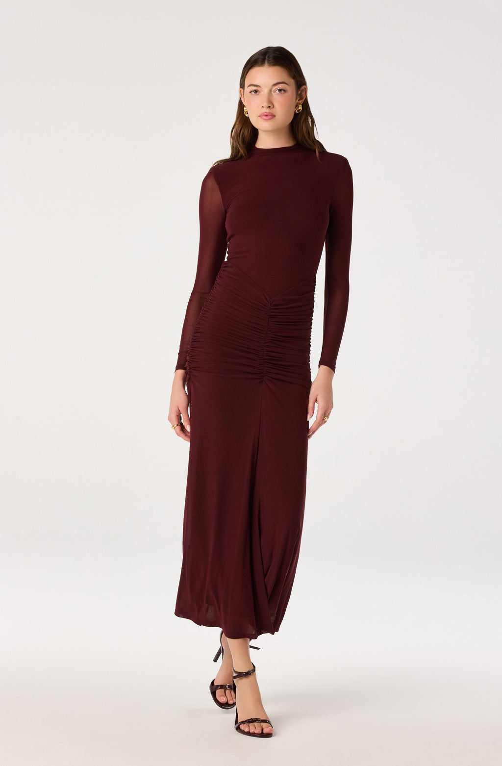 Romy Mock Neck Mesh Maxi Dress