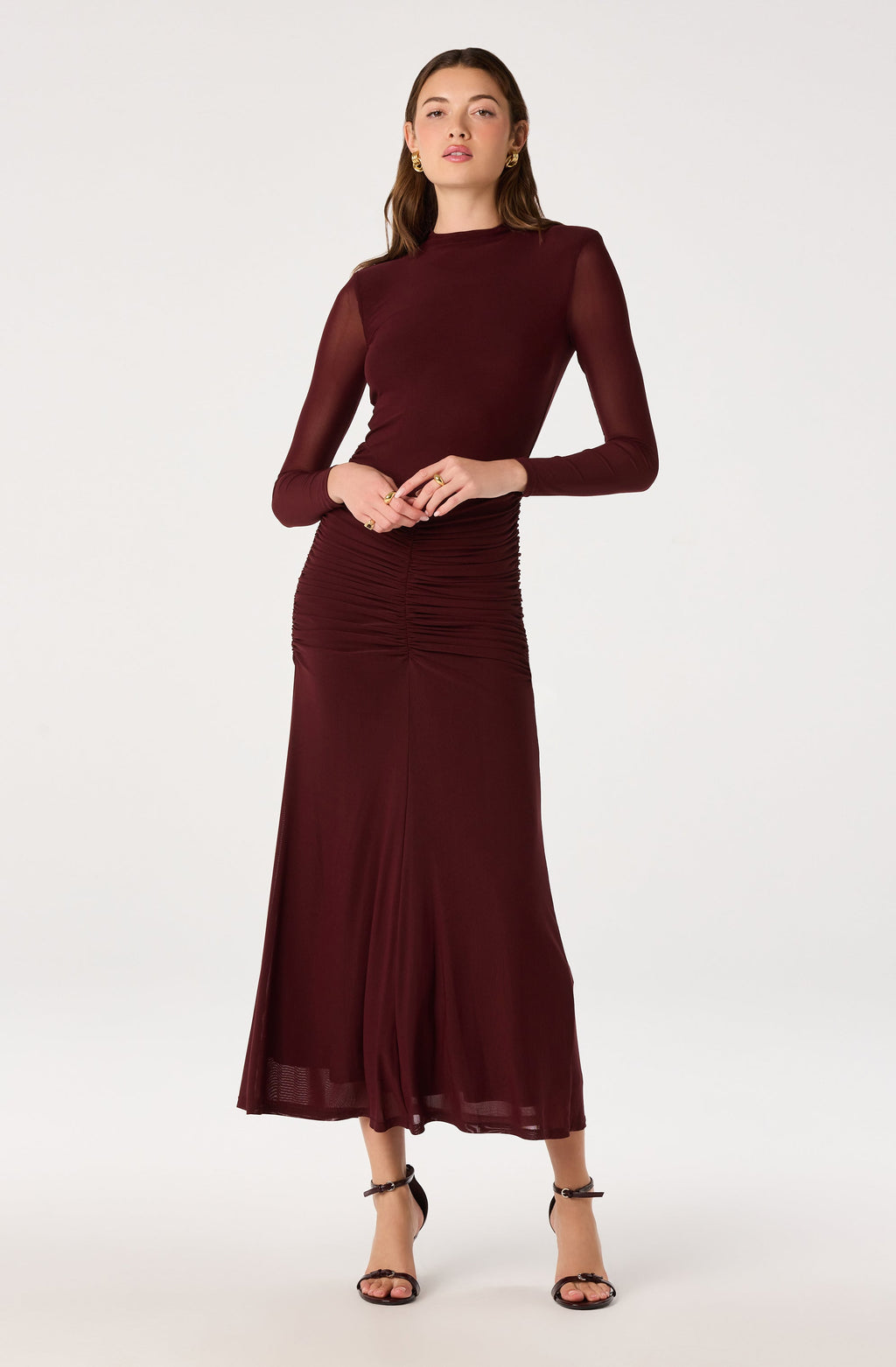 Romy Mock Neck Mesh Maxi Dress
