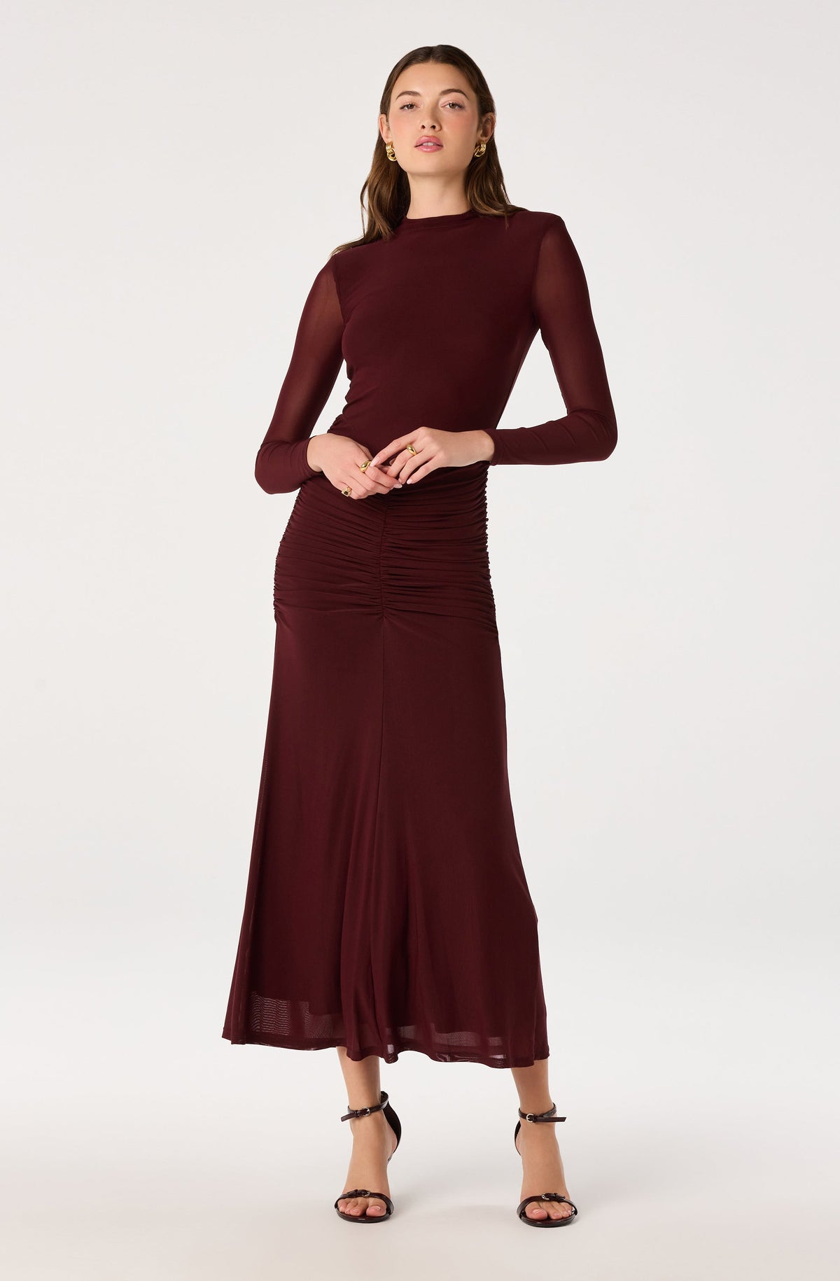 Romy Mock Neck Mesh Maxi Dress