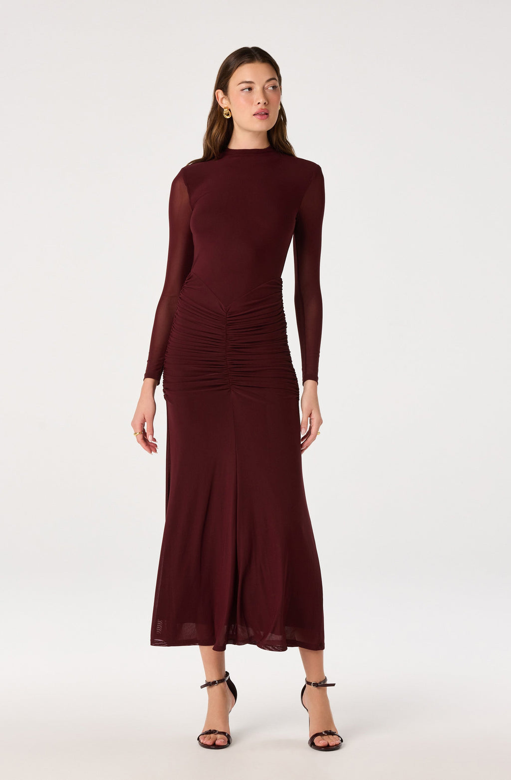 Romy Mock Neck Mesh Maxi Dress