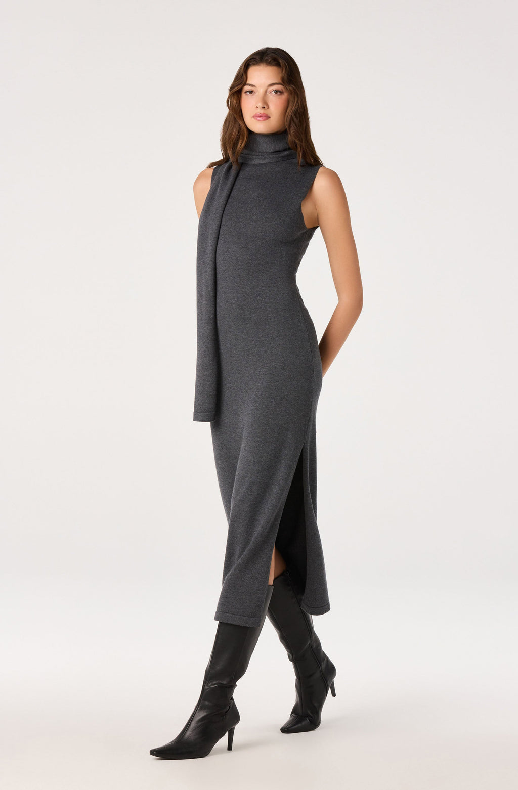 Shyanne Turtleneck Scarf Sweater Dress