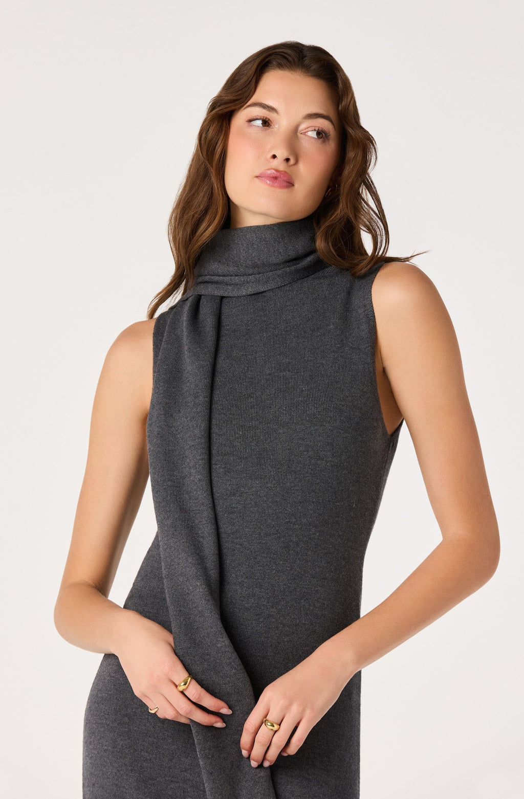 Shyanne Turtleneck Scarf Sweater Dress