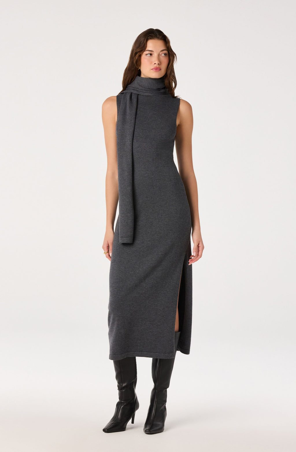 Shyanne Turtleneck Scarf Sweater Dress