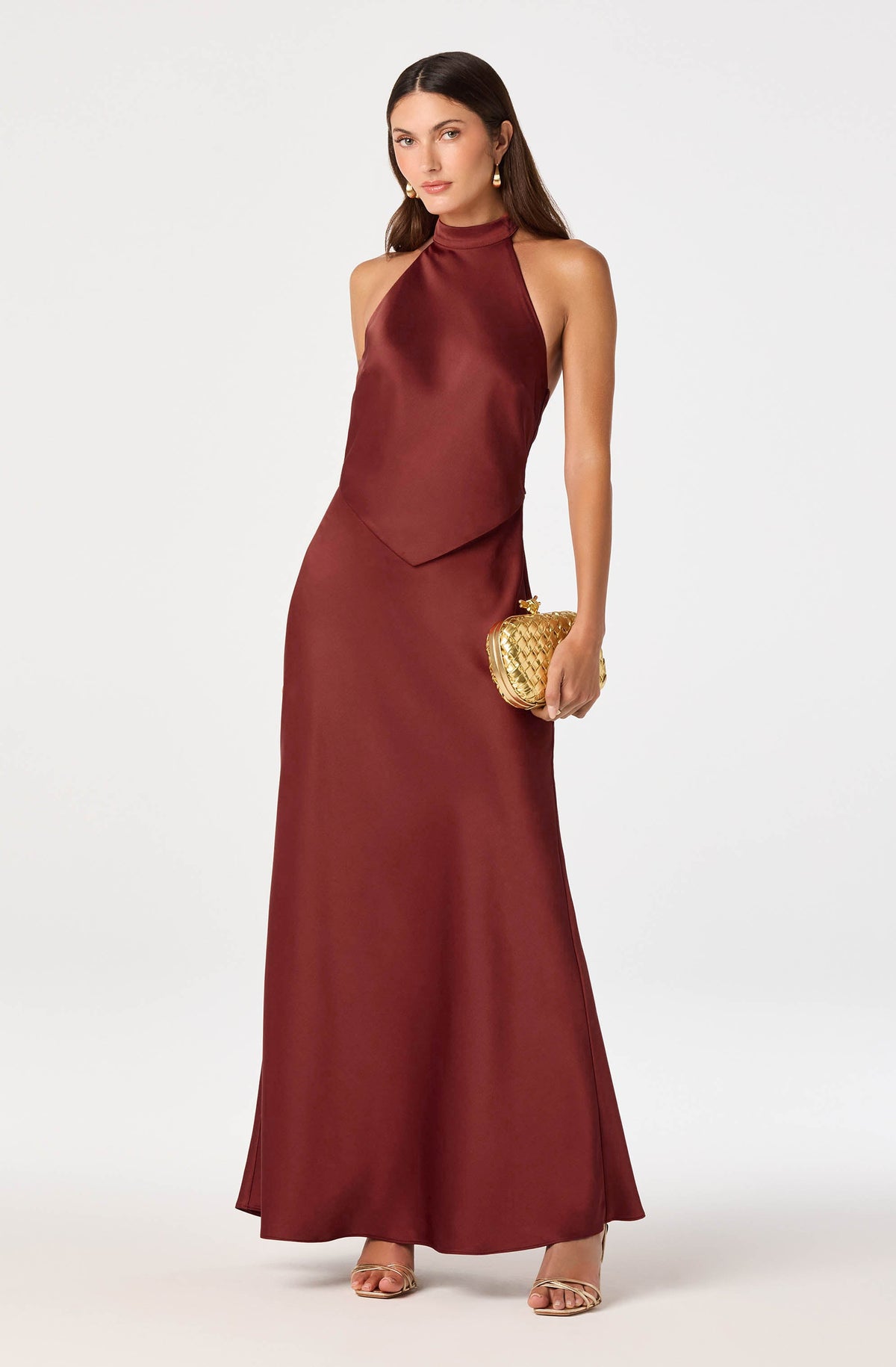 Viridiana Satin Halter Maxi Dress
