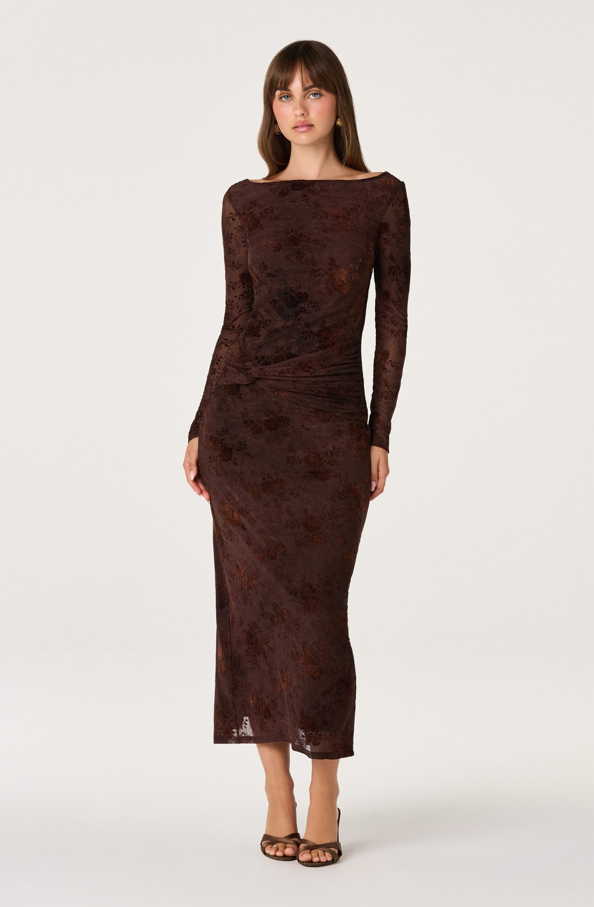 Syriah Burnout Floral Mesh Dress