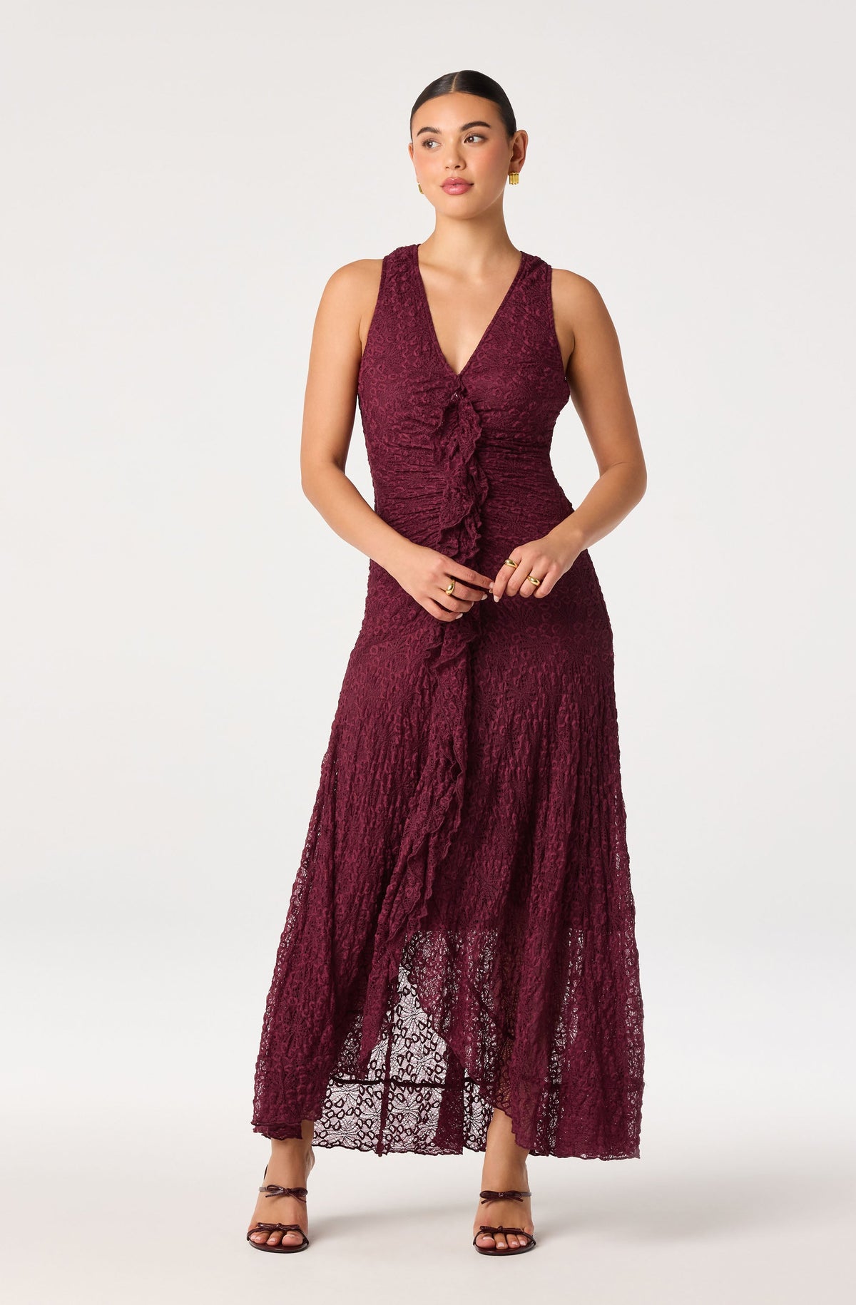 Casia Lace Ruffle Maxi Dress