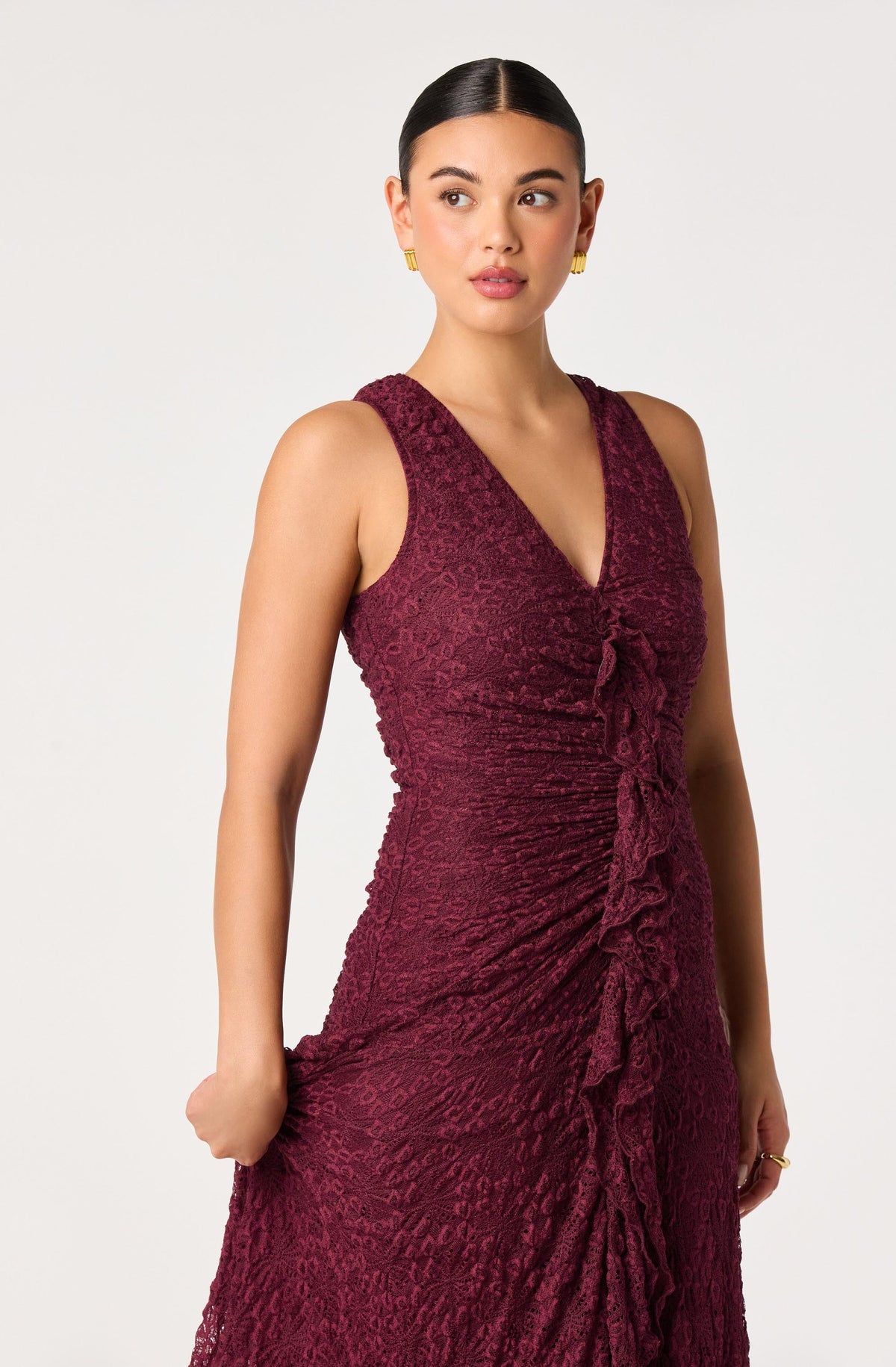 Casia Lace Ruffle Maxi Dress