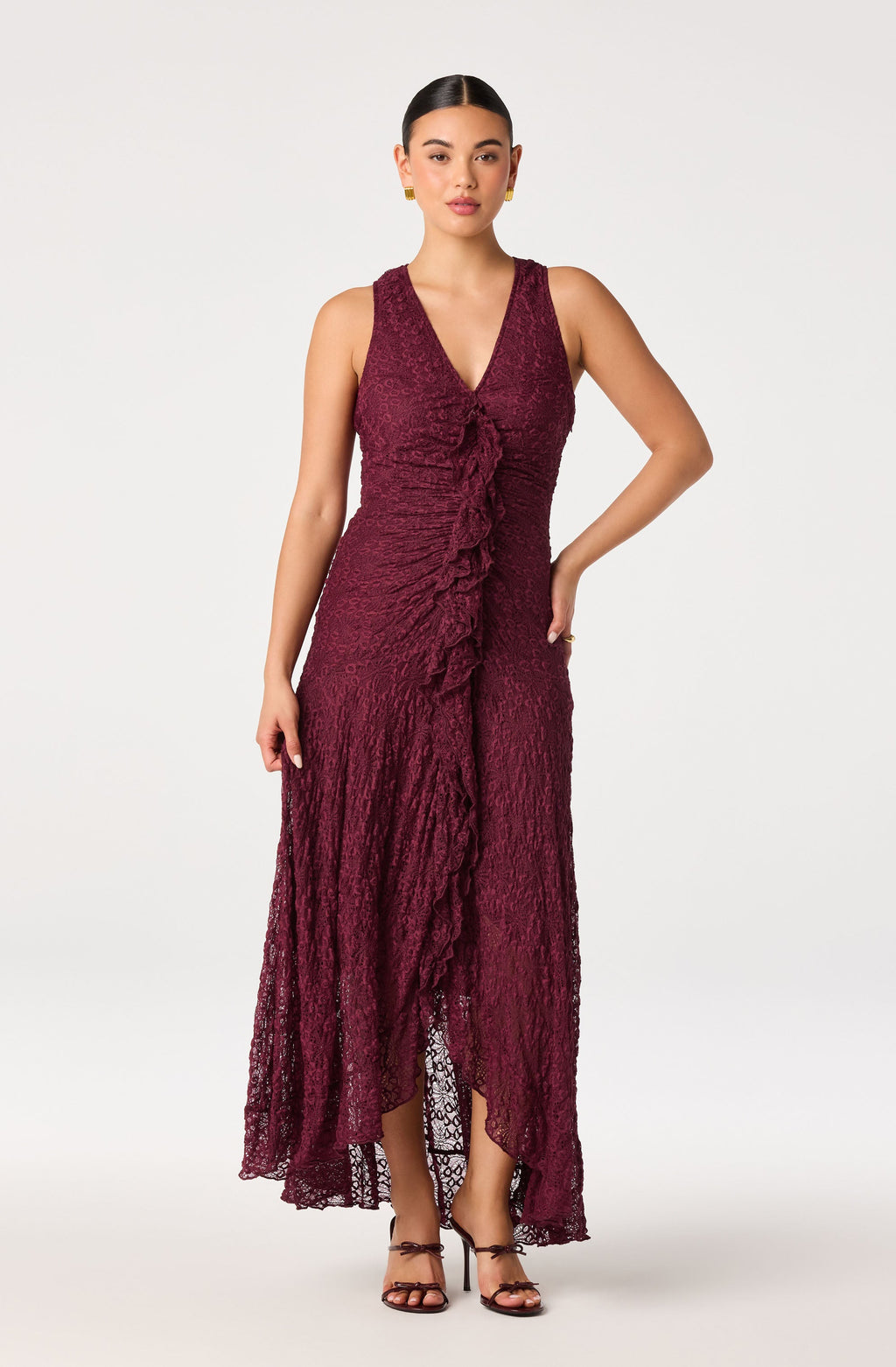 Casia Lace Ruffle Maxi Dress