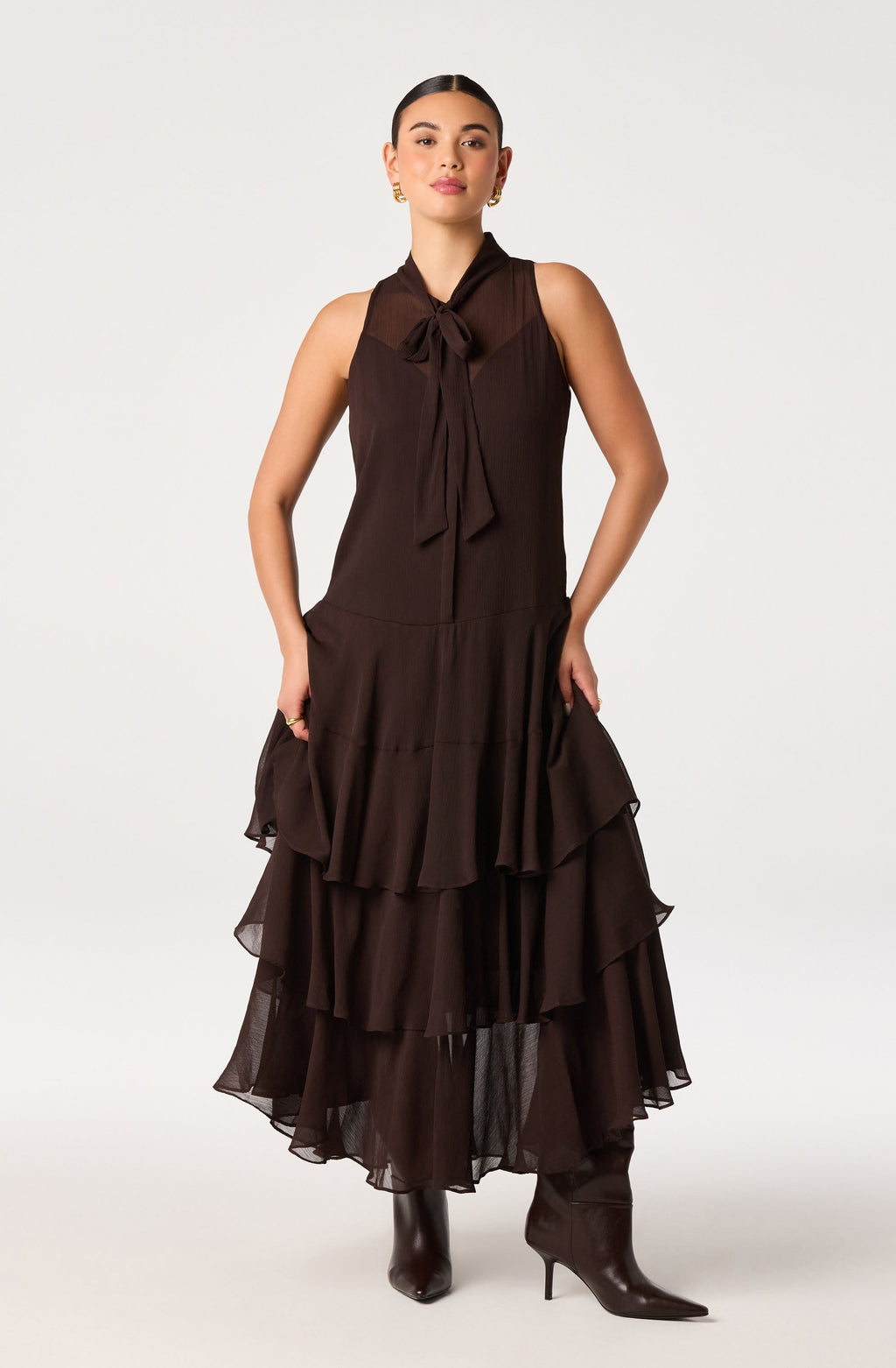 Katheryn Tie Neck Maxi Dress