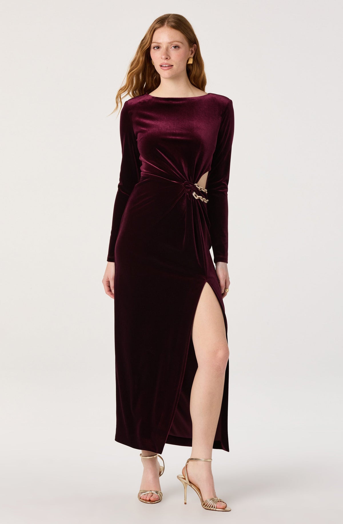 Berlinda Chain Cutout Velvet Maxi Dress
