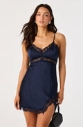 Delanie Lace Trim Satin Mini Dress