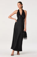 Thyri Sequin Lace Halter Maxi Dress