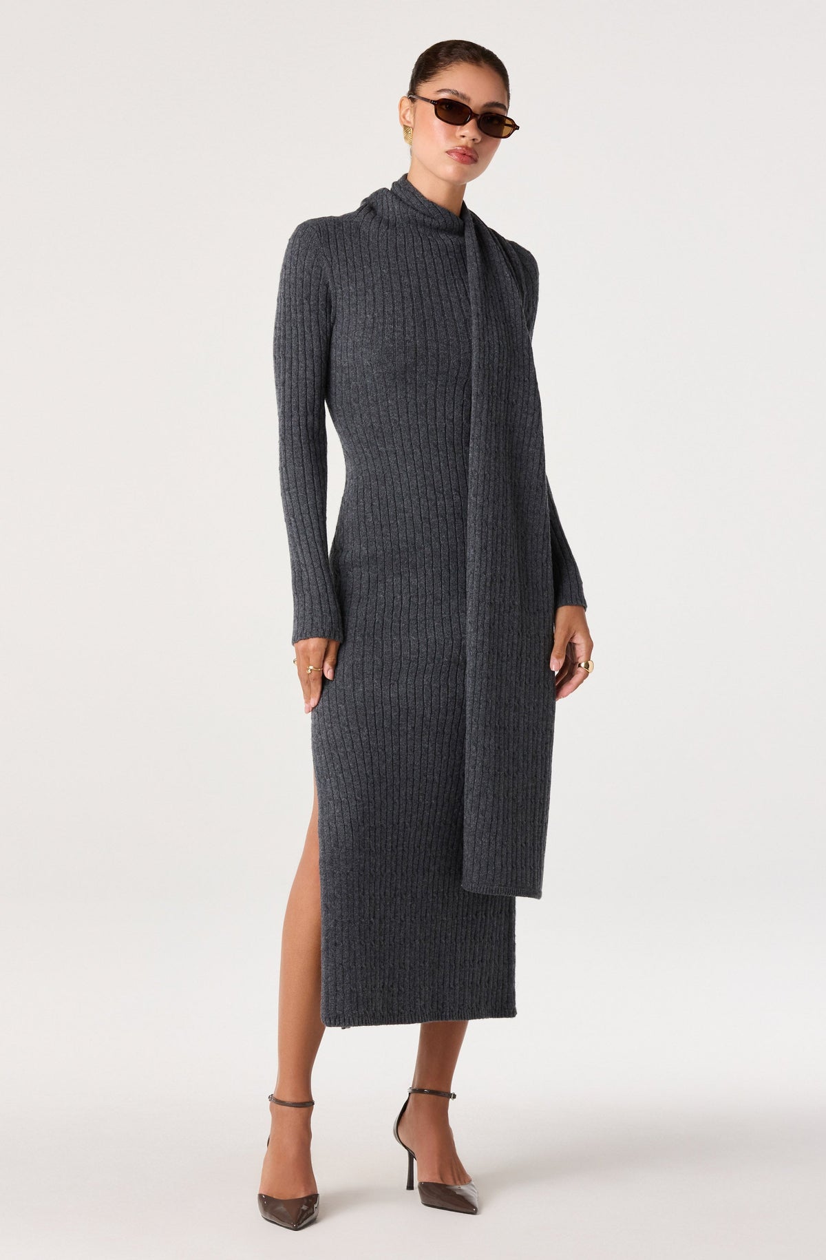 Tonianne Cable Knit Scarf Midi Dress
