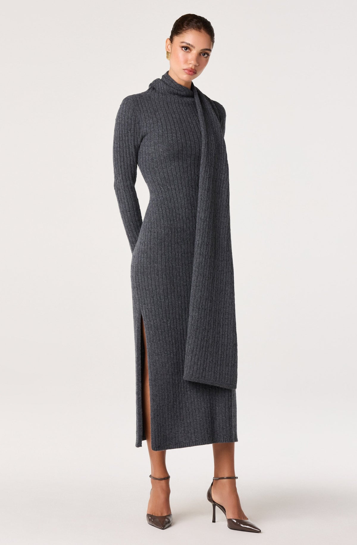 Tonianne Cable Knit Scarf Midi Dress