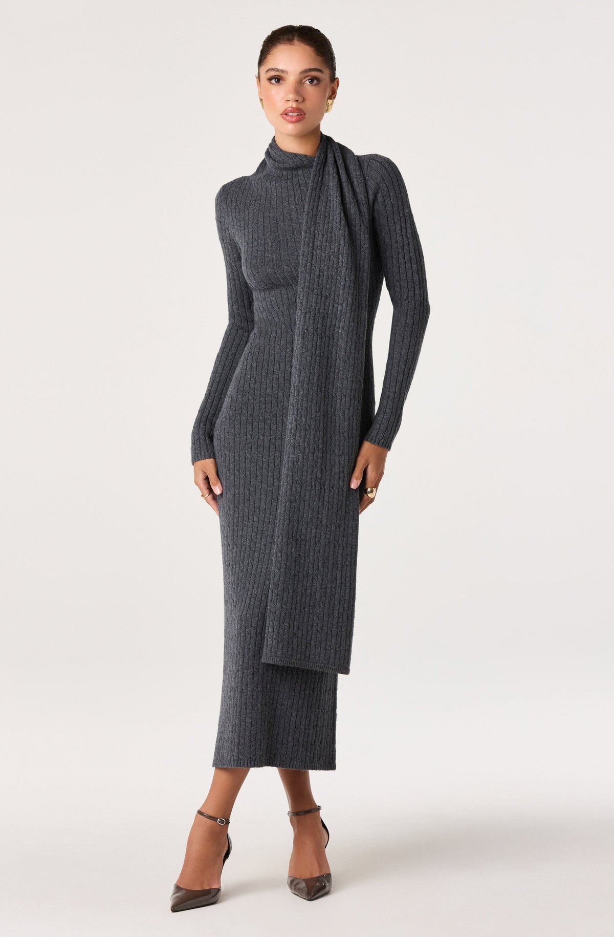 Tonianne Cable Knit Scarf Midi Dress