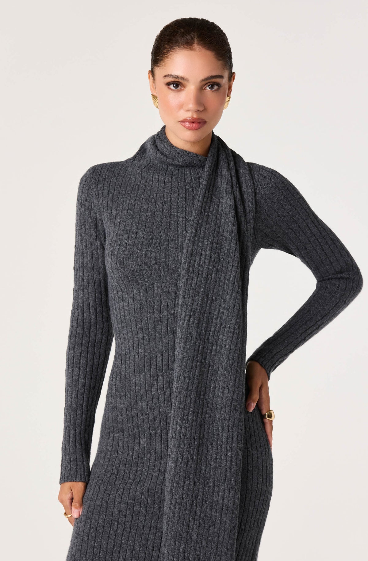Tonianne Cable Knit Scarf Midi Dress