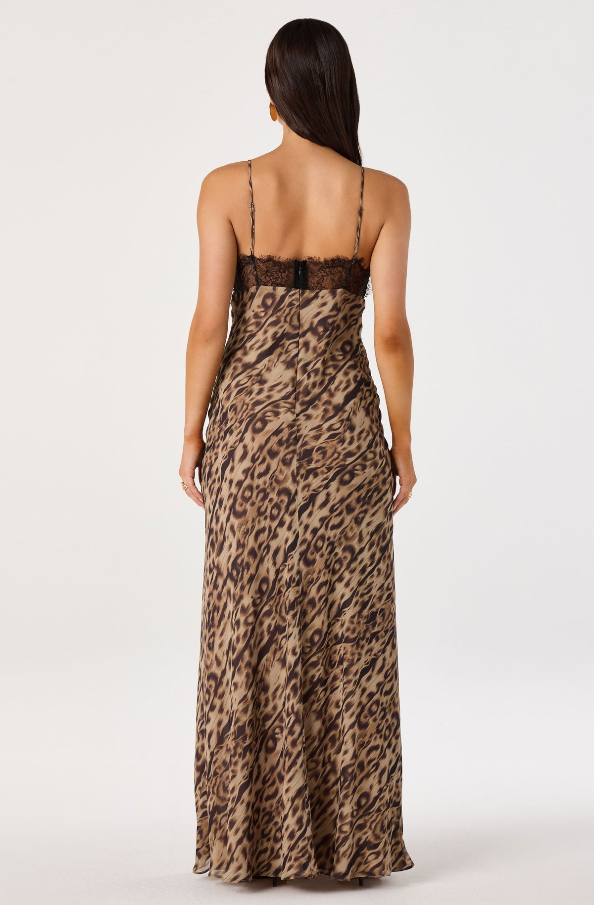 Xava Leopard Lace Chiffon Maxi Dress