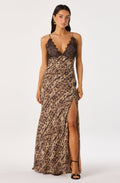 Xava Leopard Lace Chiffon Maxi Dress