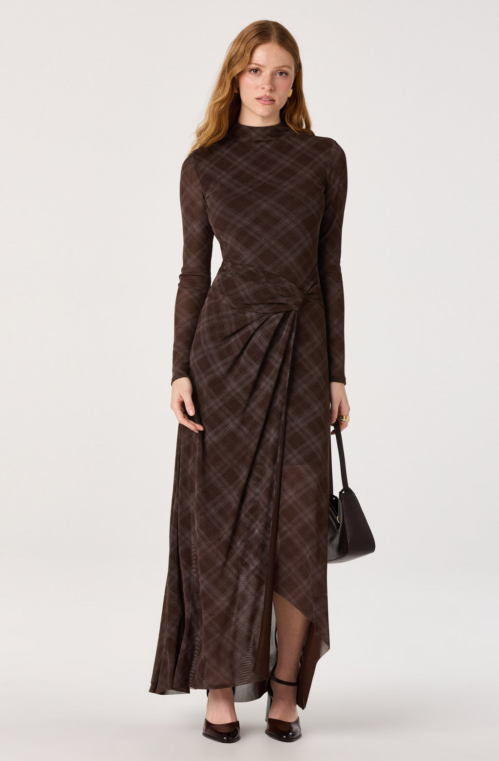 Whitney Plaid Mesh Maxi Dress