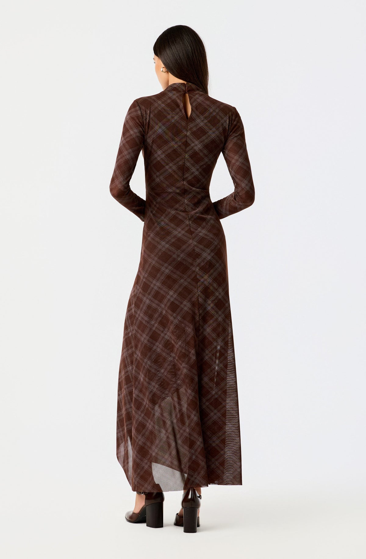 Whitney Plaid Mesh Maxi Dress