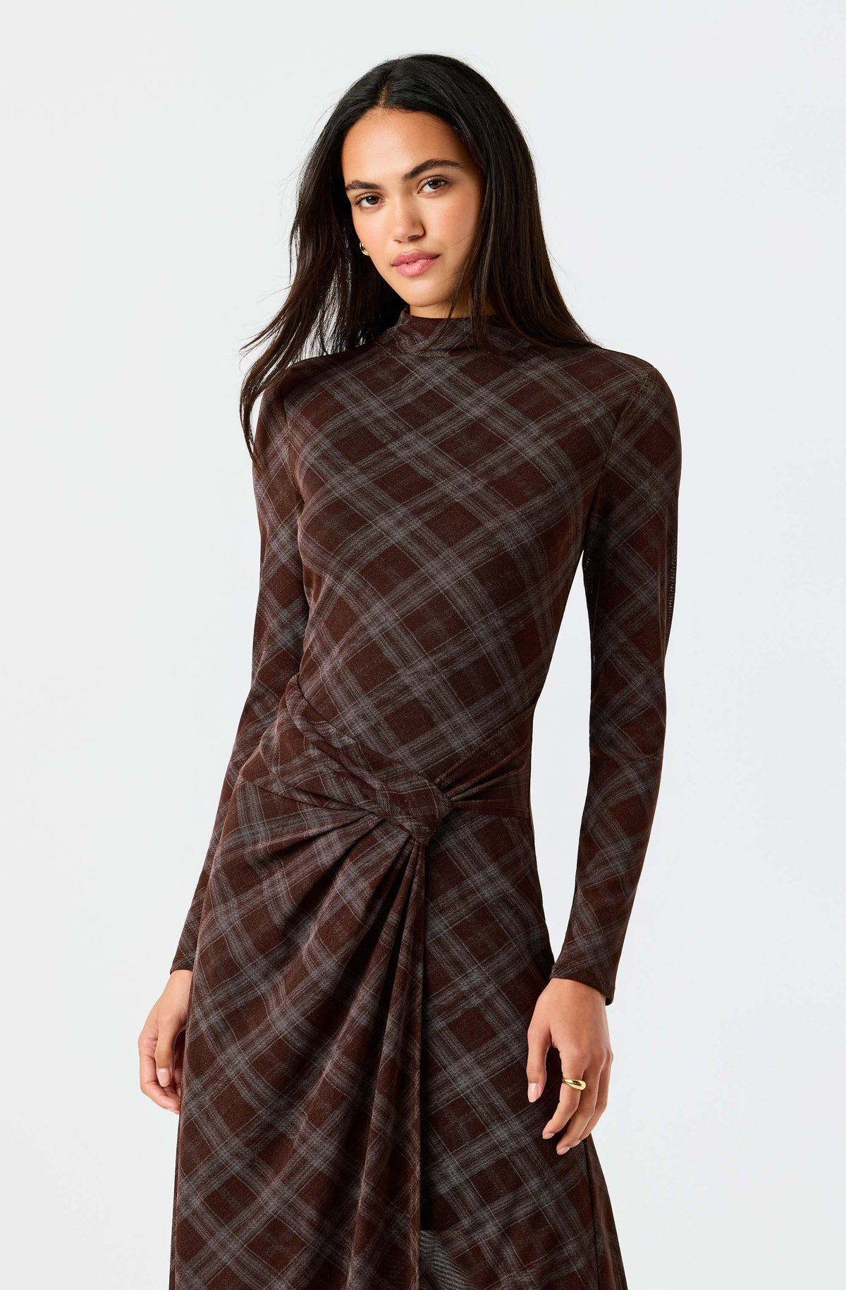 Whitney Plaid Mesh Maxi Dress