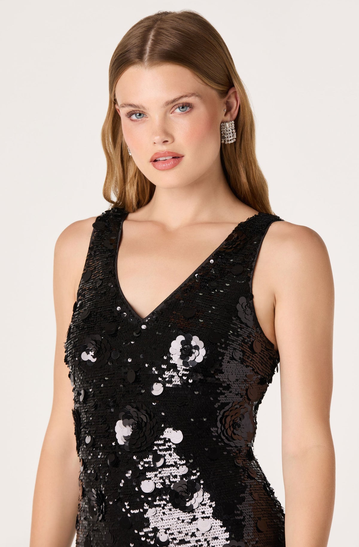 Machelle Sequin Feather Trim Mini Dress