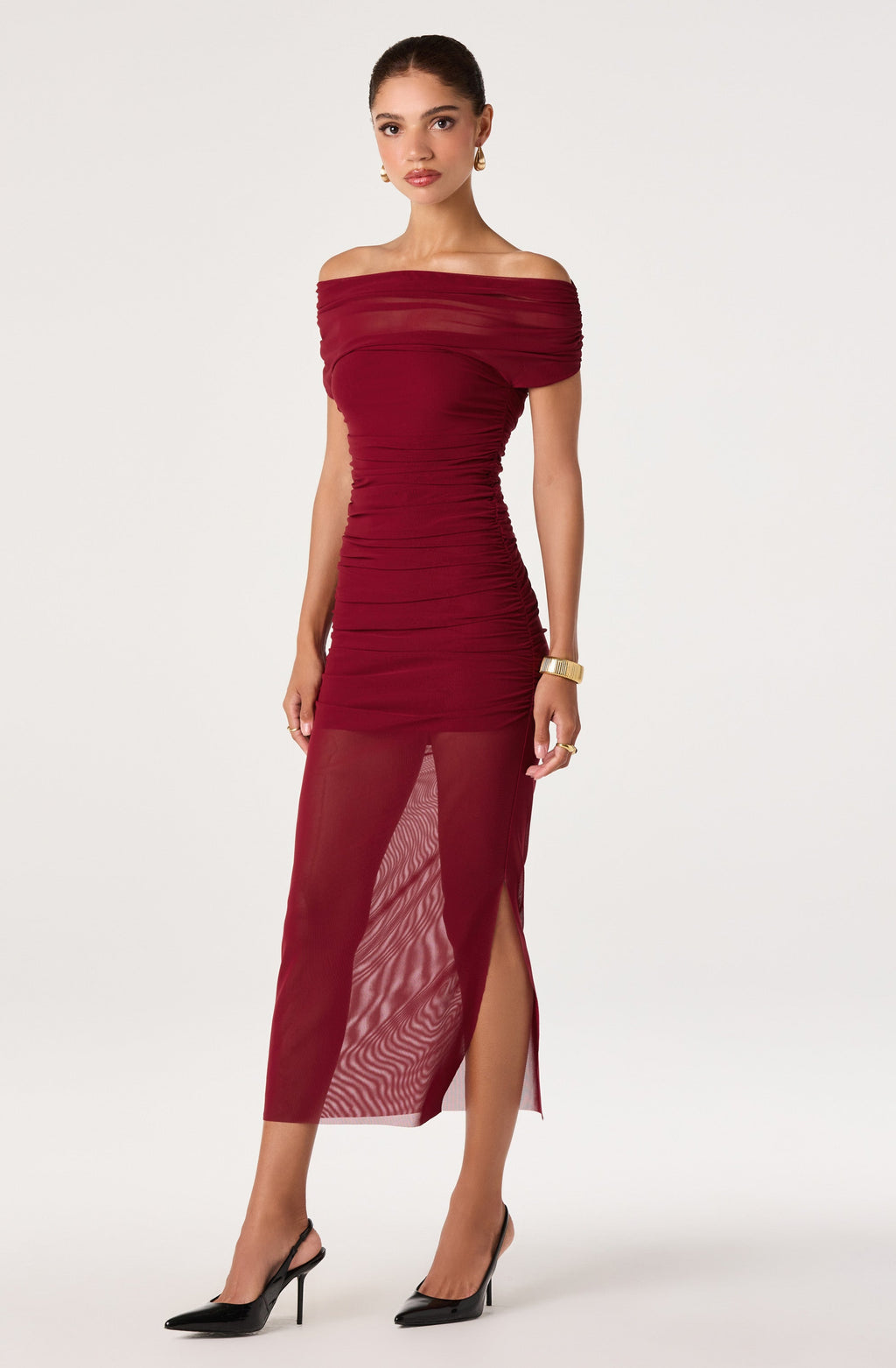Belladonna Mesh Off Shoulder Maxi Dress