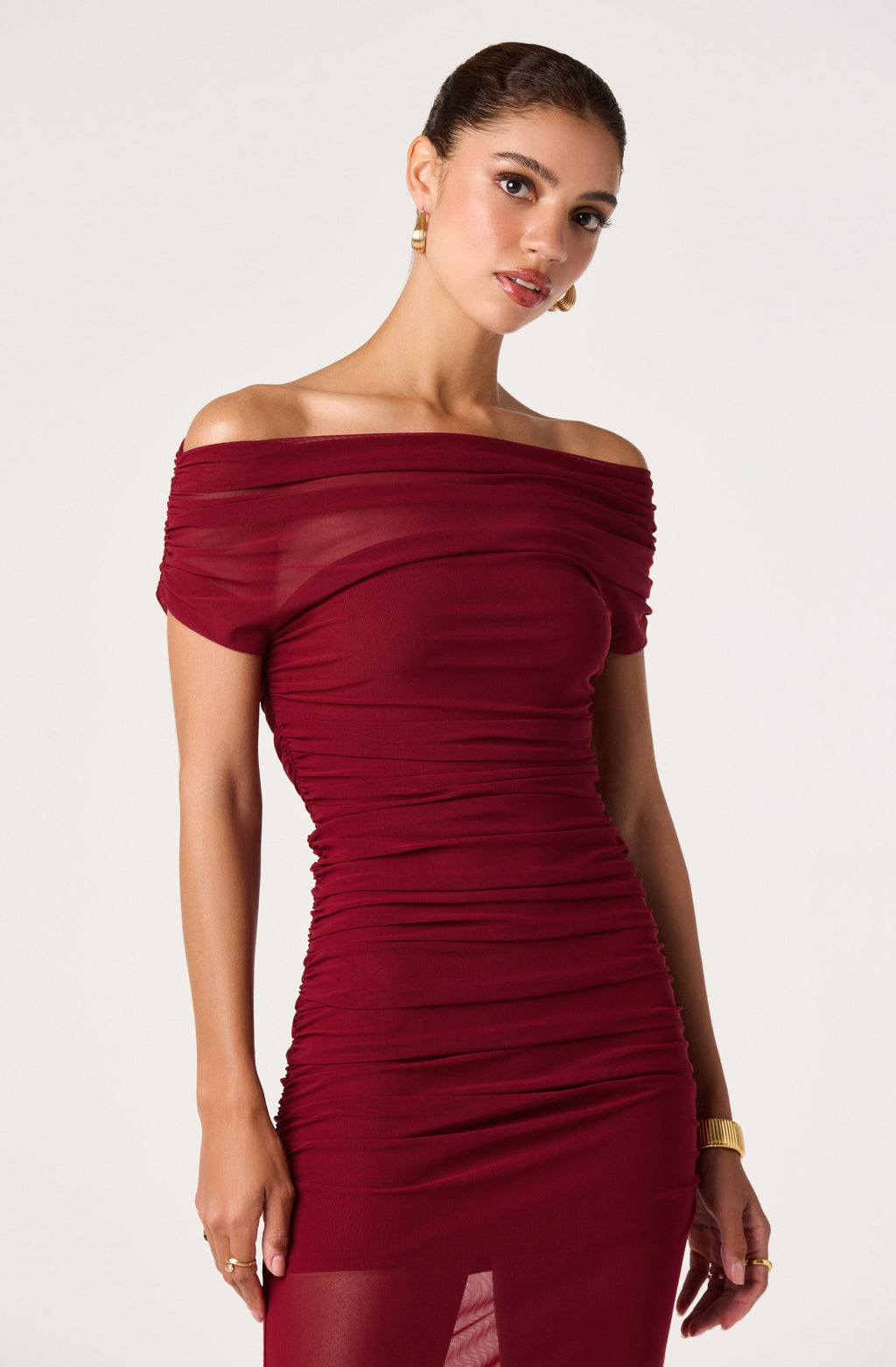 Belladonna Mesh Off Shoulder Maxi Dress