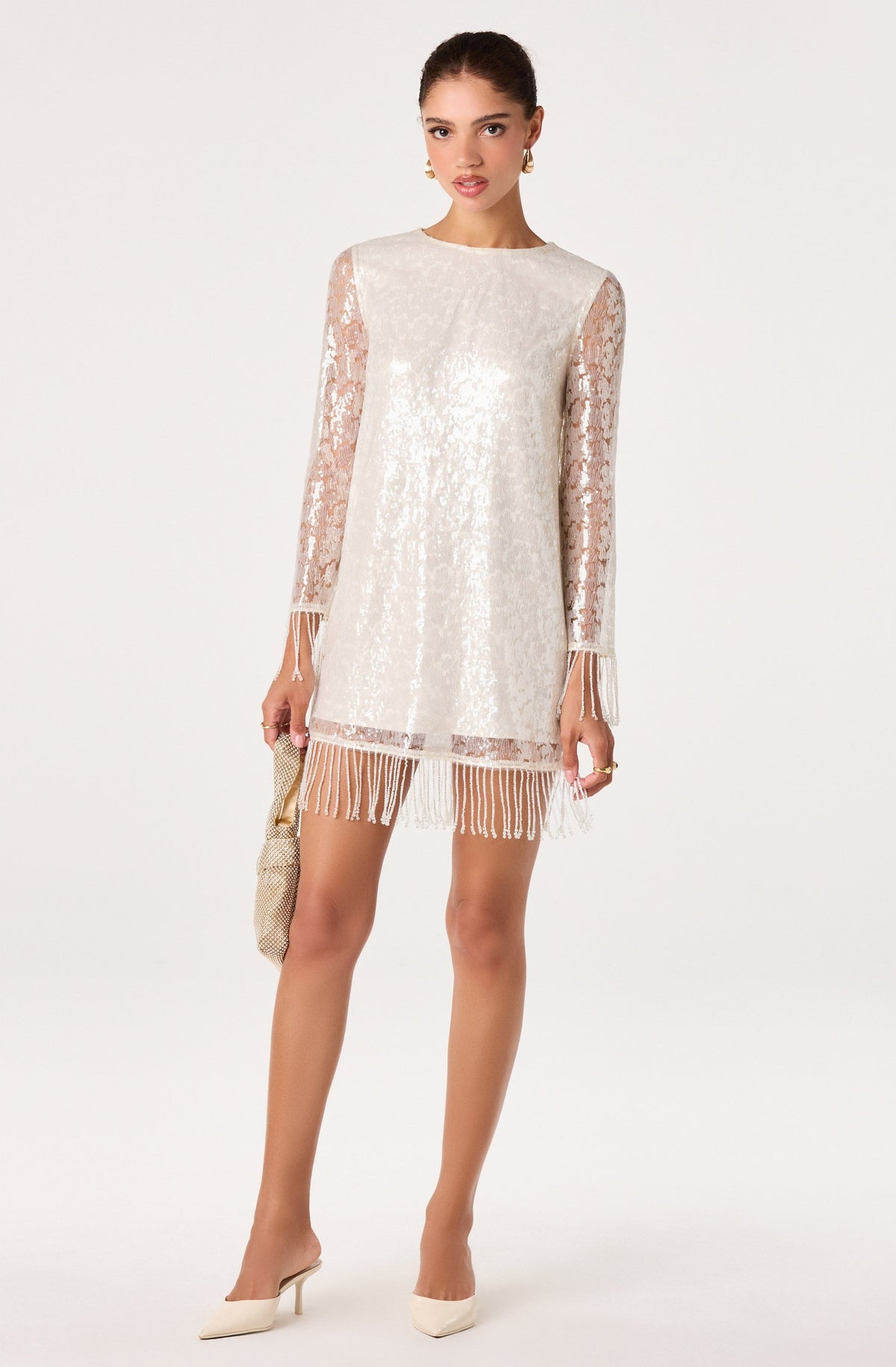 Opaline Beaded Fringe Sequin Mini Dress