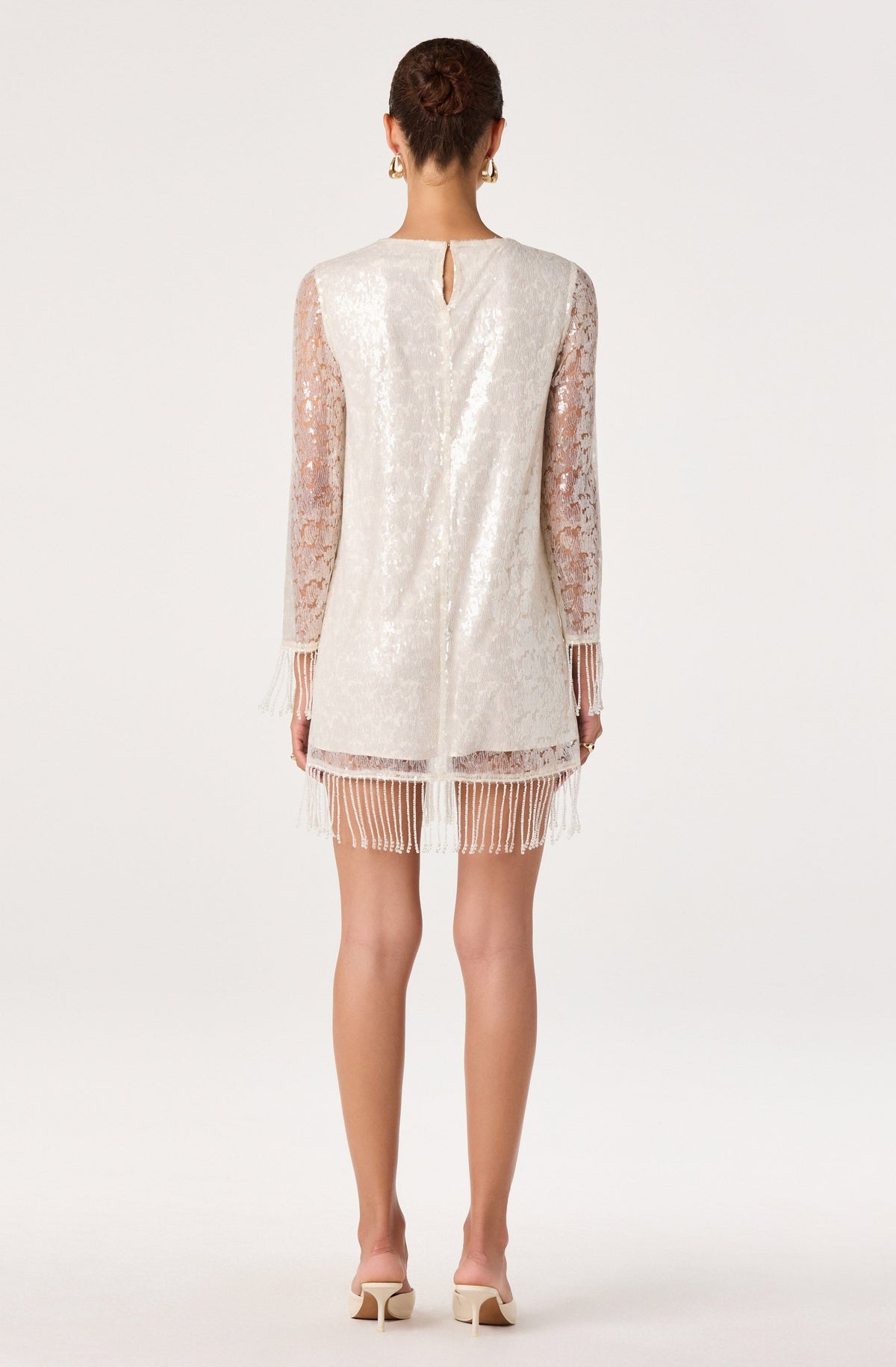 Opaline Beaded Fringe Sequin Mini Dress