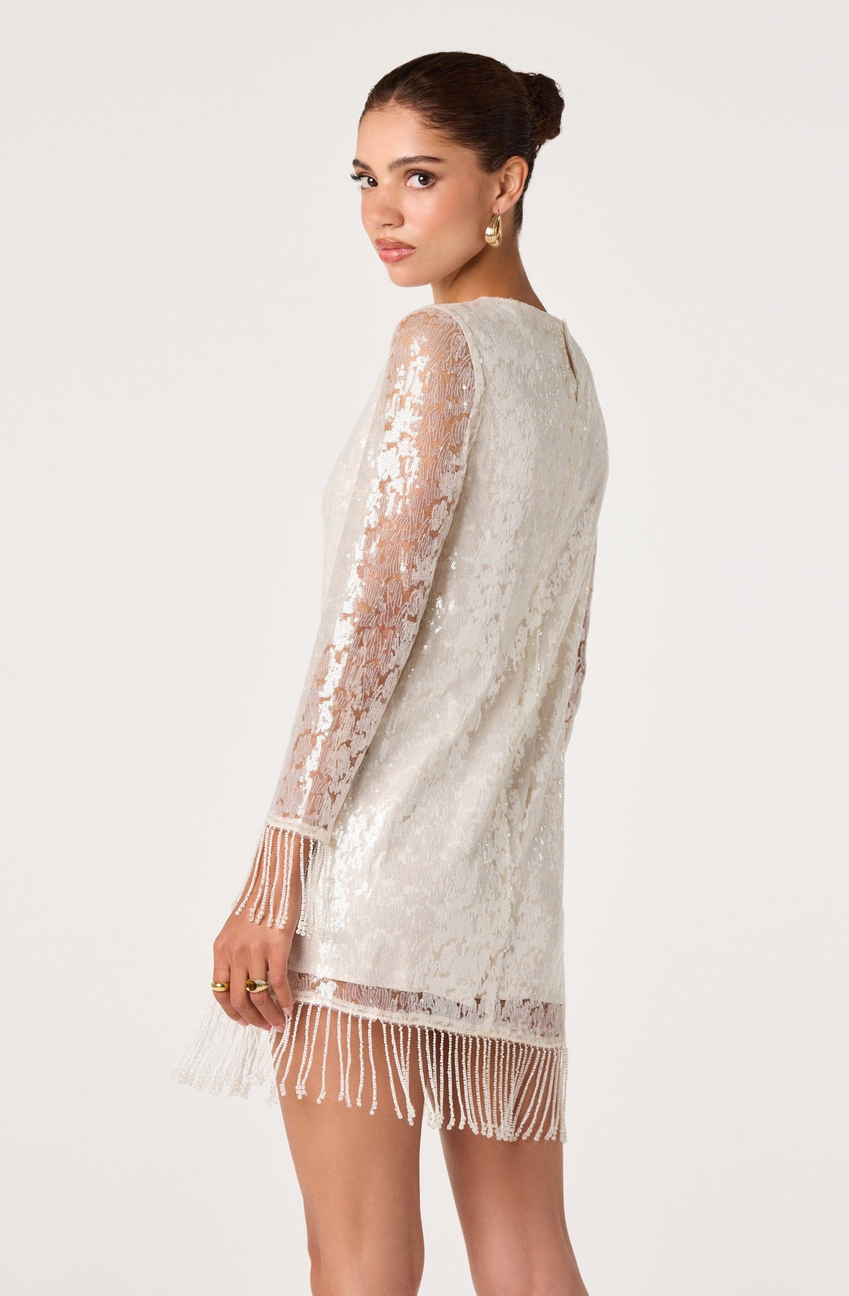 Opaline Beaded Fringe Sequin Mini Dress