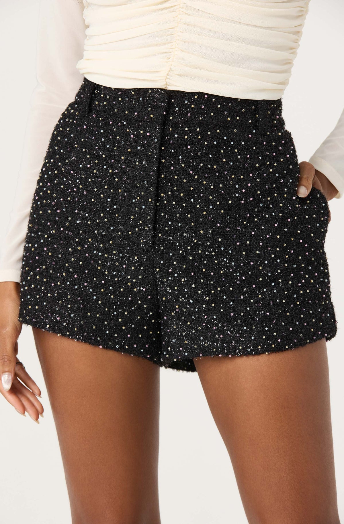 Wynn Beaded Tweed Shorts