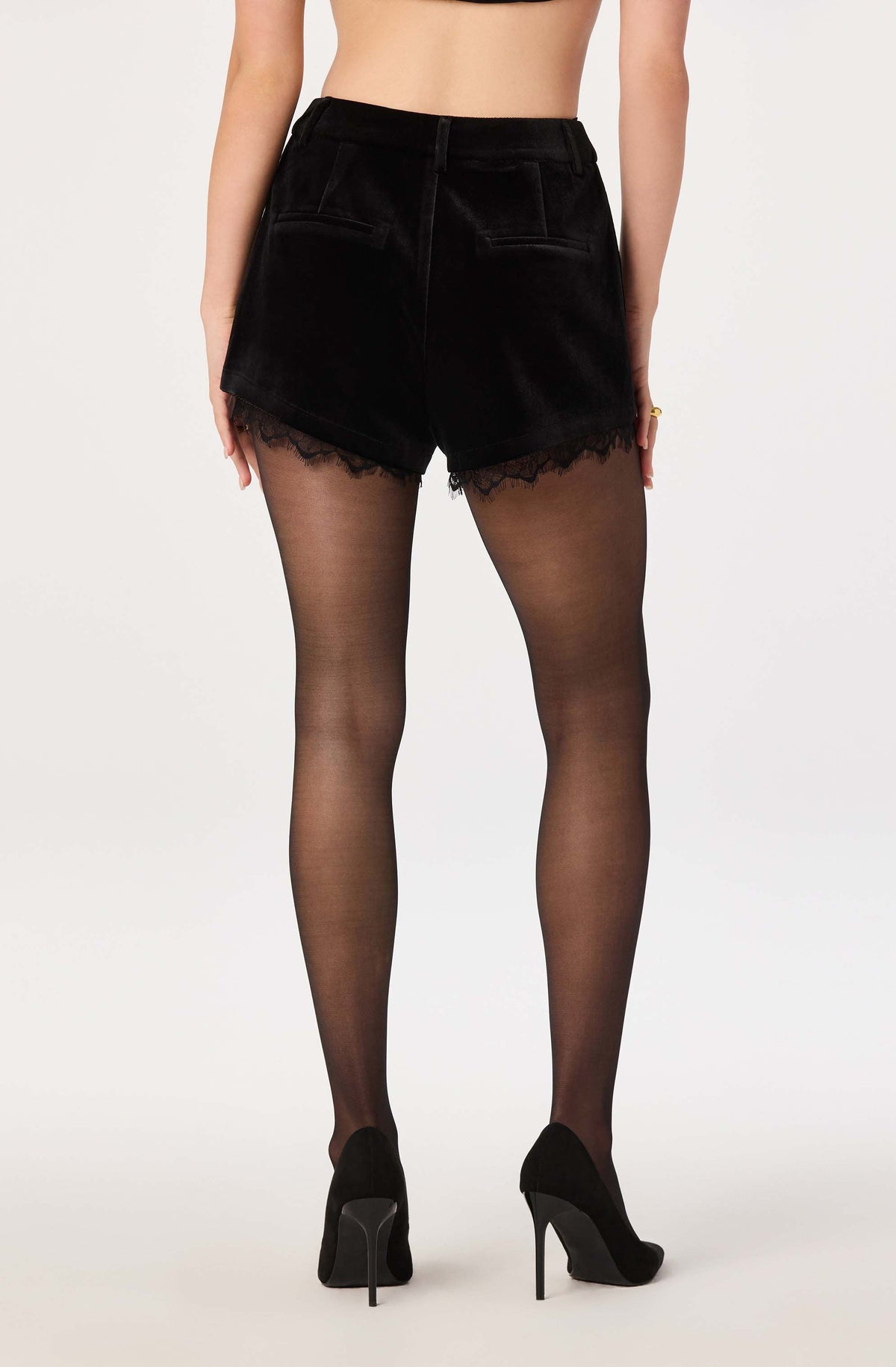 Wynn Velvet Lace-Trim Shorts