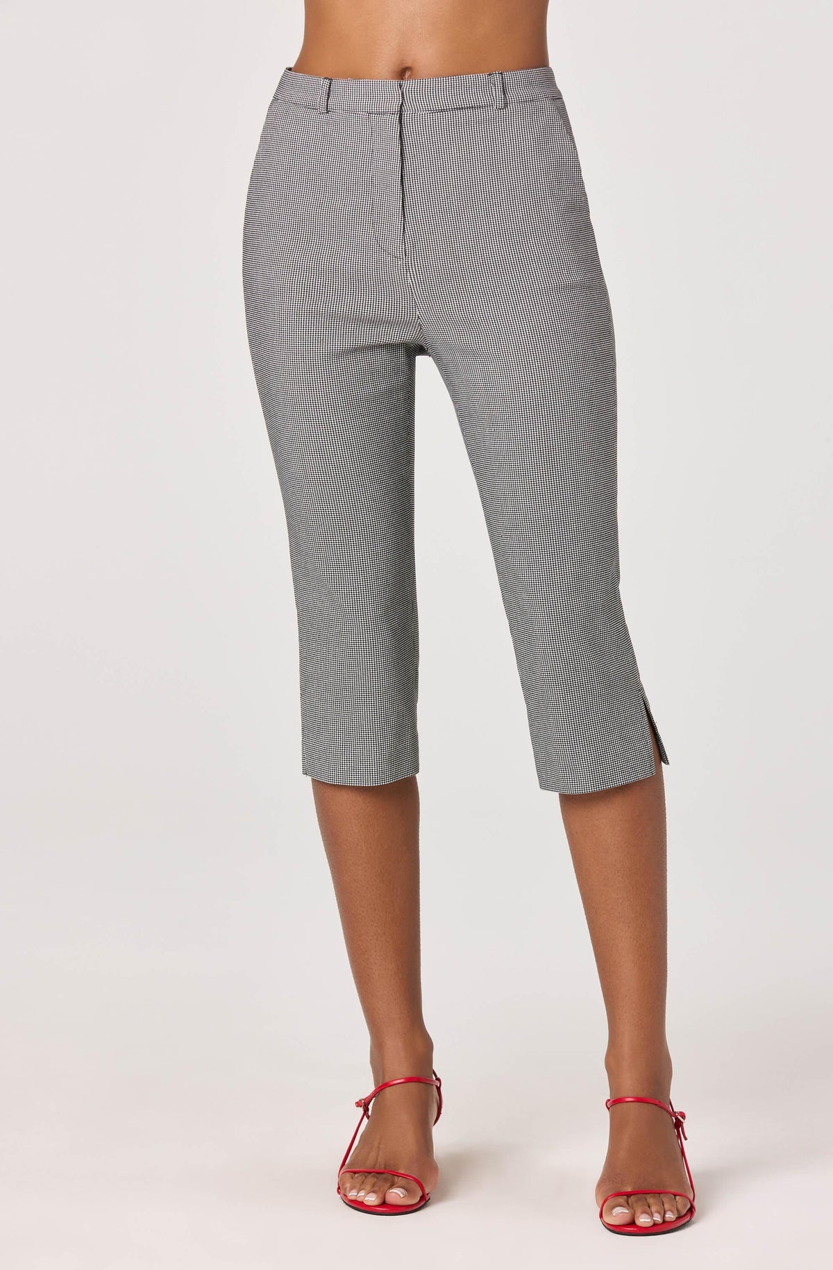 Cardin Houndstooth High-Rise Capri Pants