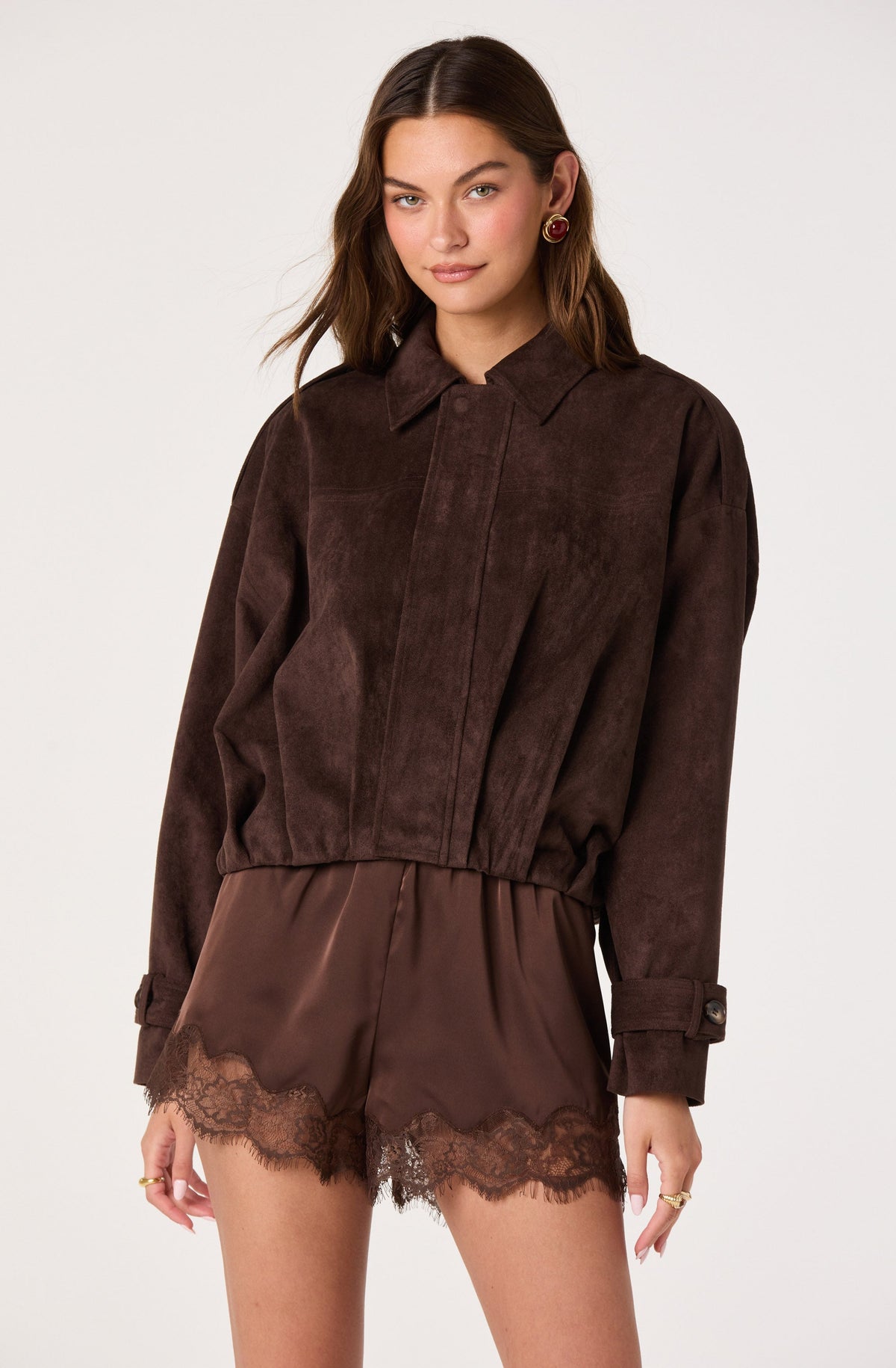Amadea Lace Trim Satin Drawstring Shorts