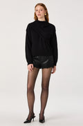 Callan Lace Trim Faux Leather Shorts