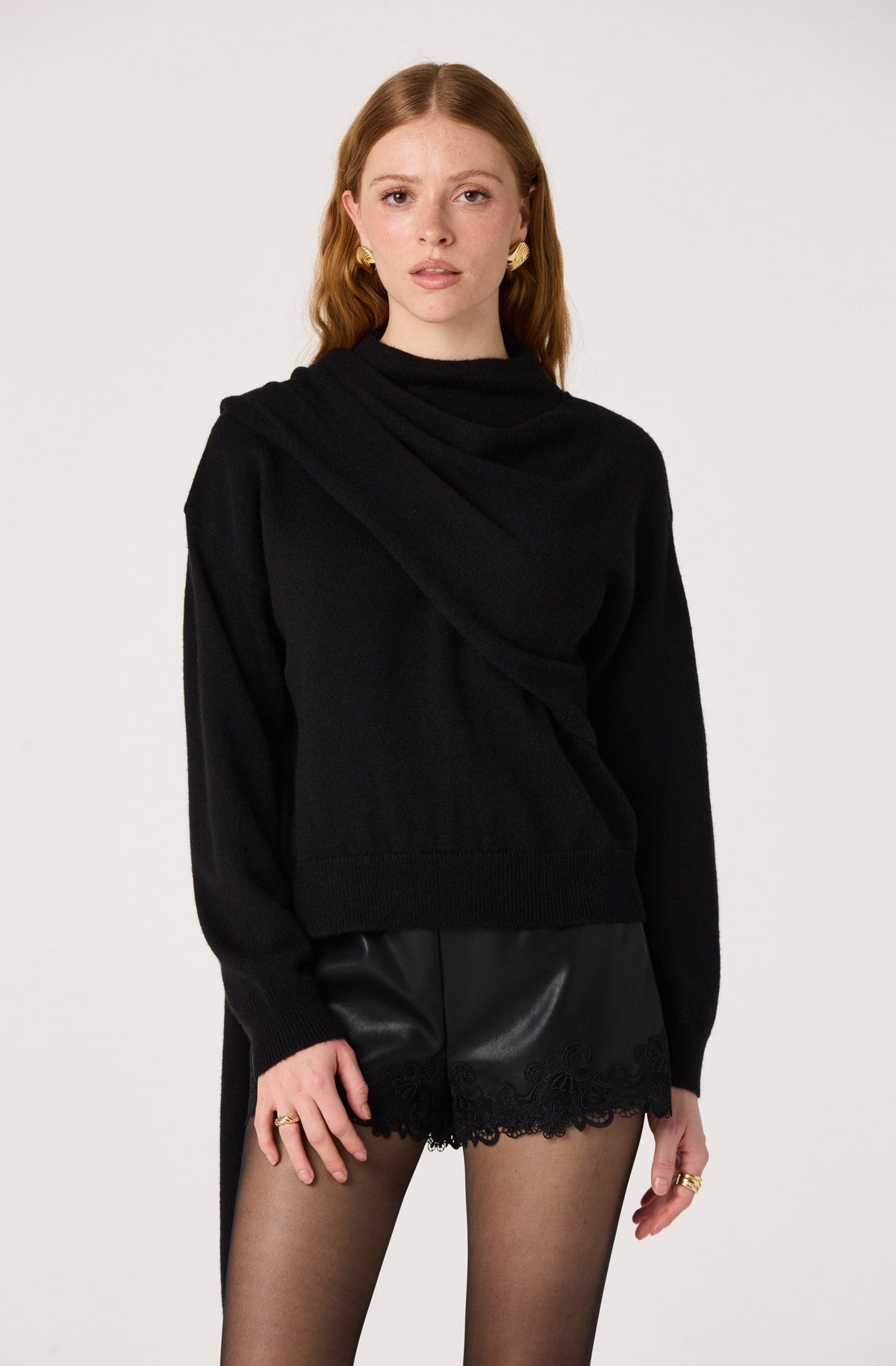 Callan Lace Trim Faux Leather Shorts