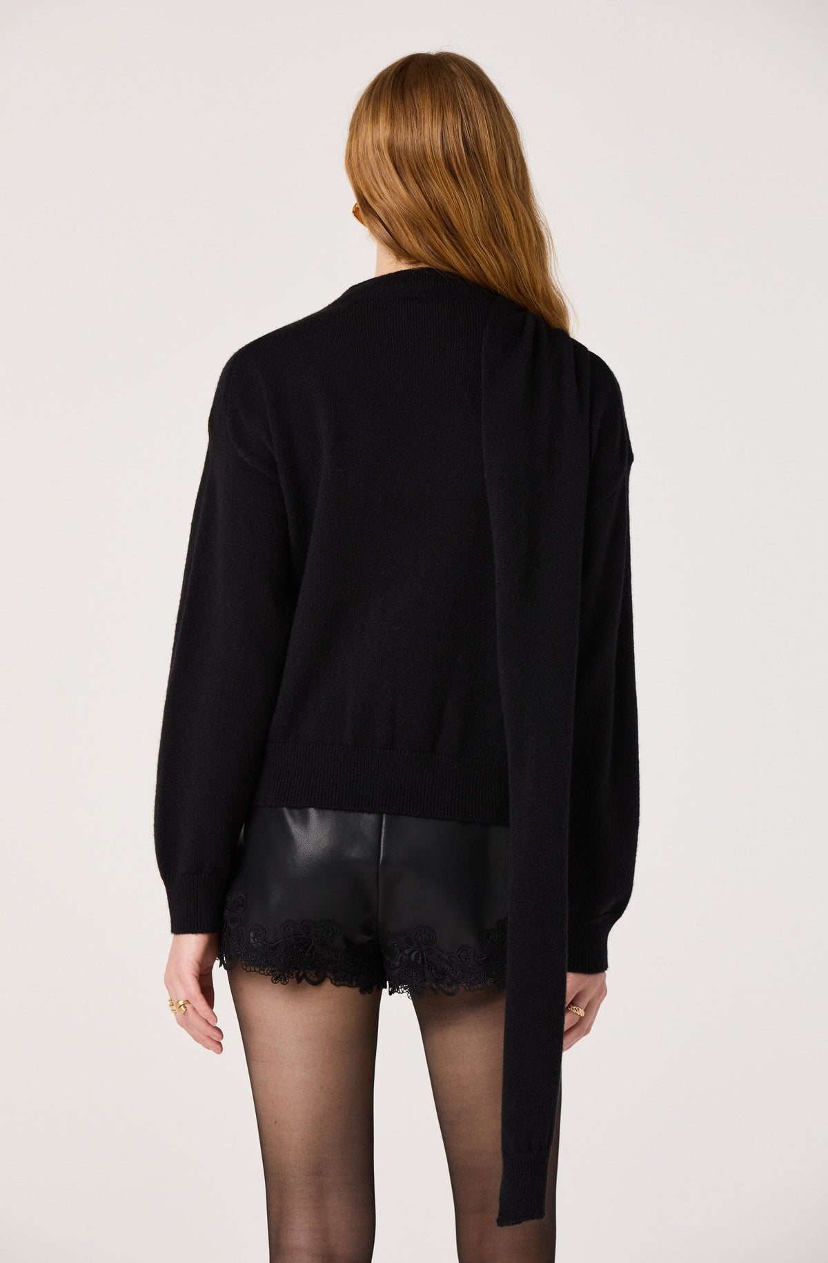 Callan Lace Trim Faux Leather Shorts