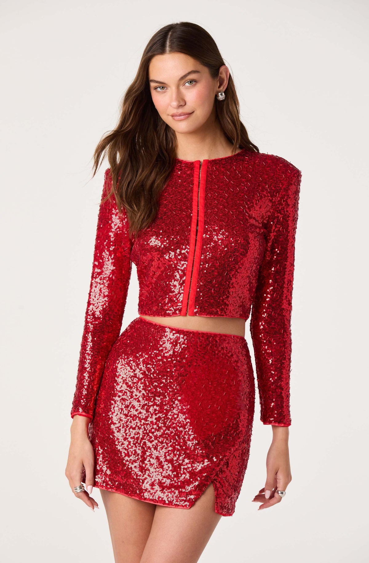 Romina Sequin Faux Wrap Mini Skirt