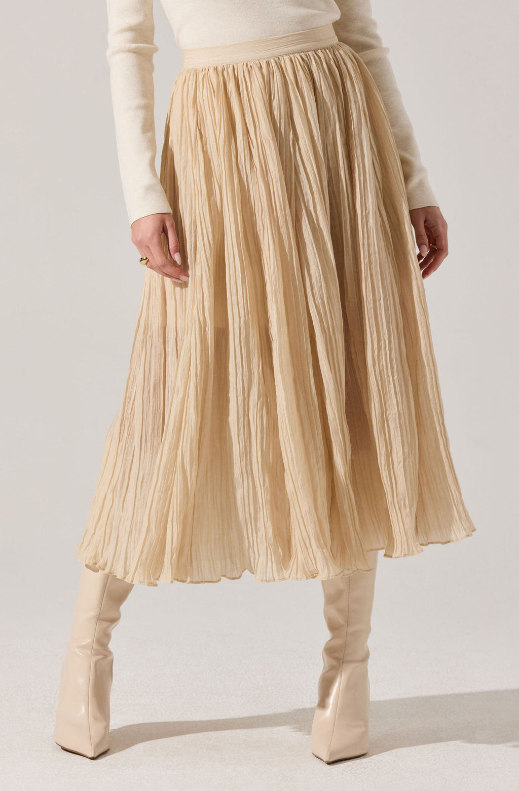 Salome Pleated Flare Midi Skirt