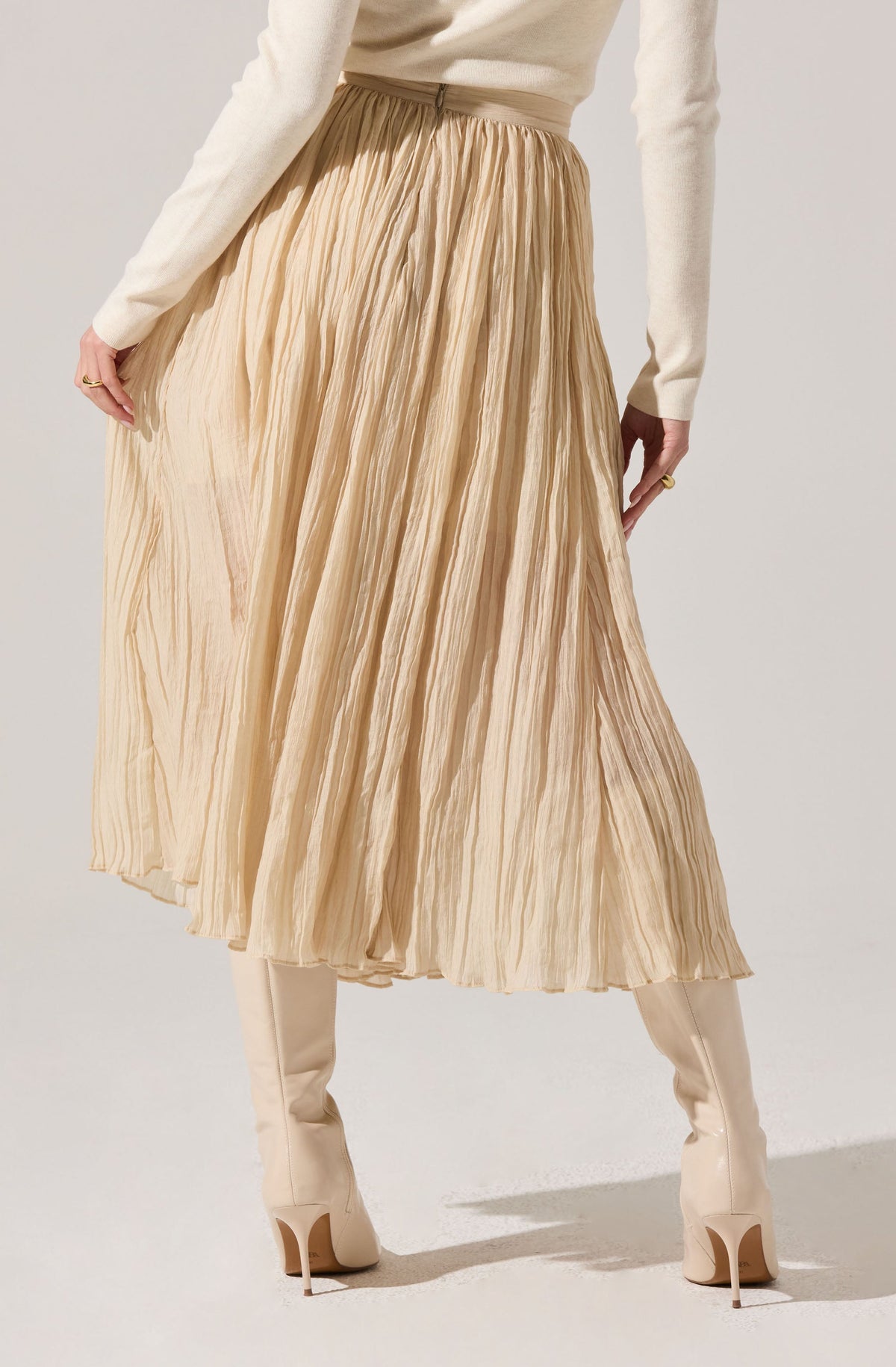 Salome Pleated Flare Midi Skirt
