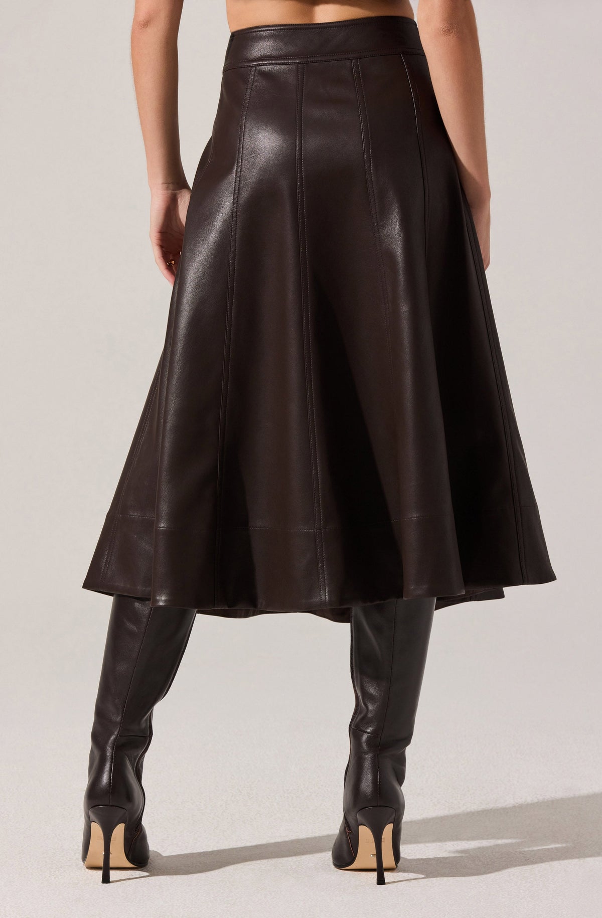 Zhuri Faxu Leather Midi Skirt