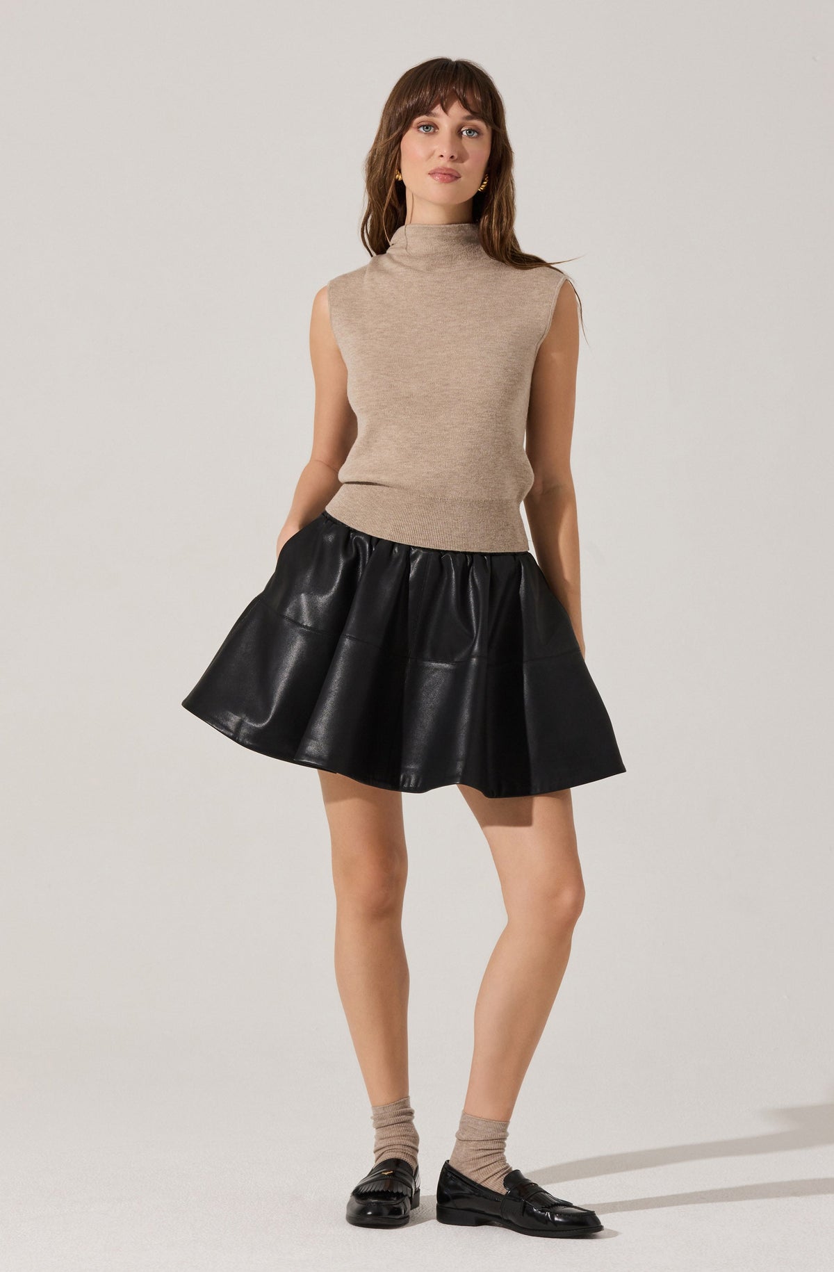 Chelsey Flared Faux Leather Skirt