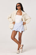 Nyomi Striped Bow Detail Faux-Wrap Mini Skirt