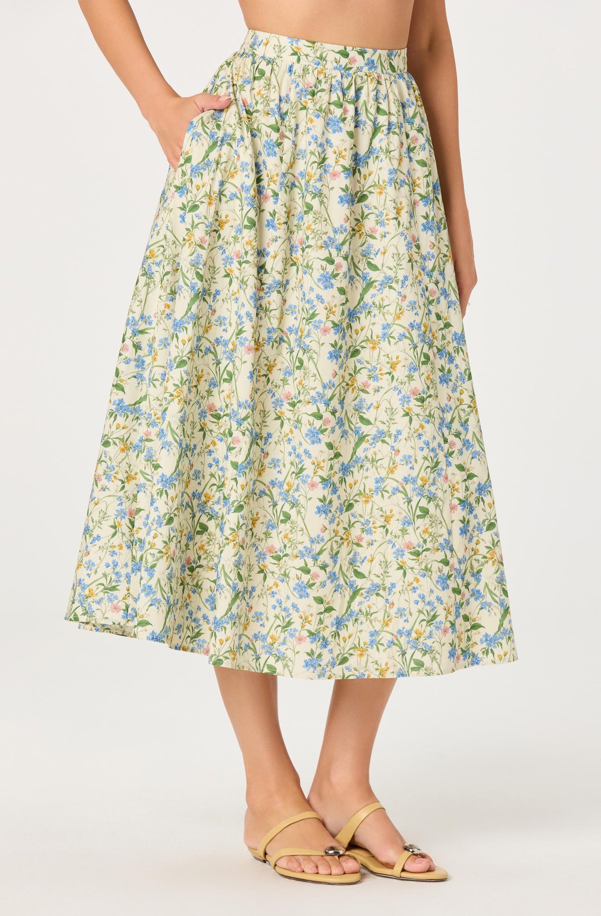 Wylda Floral Gathered A-Line Midi Skirt