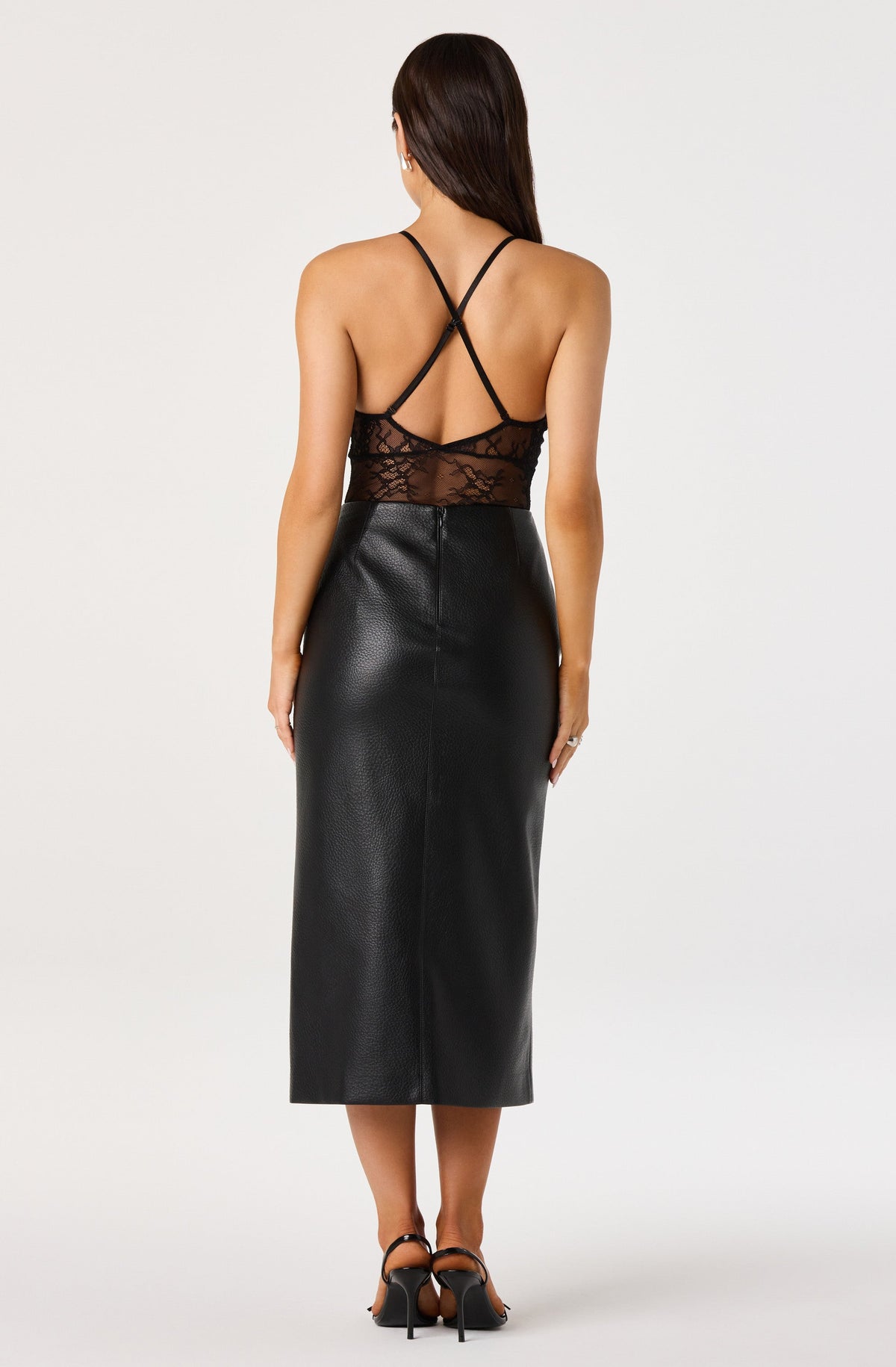 Sharran Faux Leather Midi Skirt