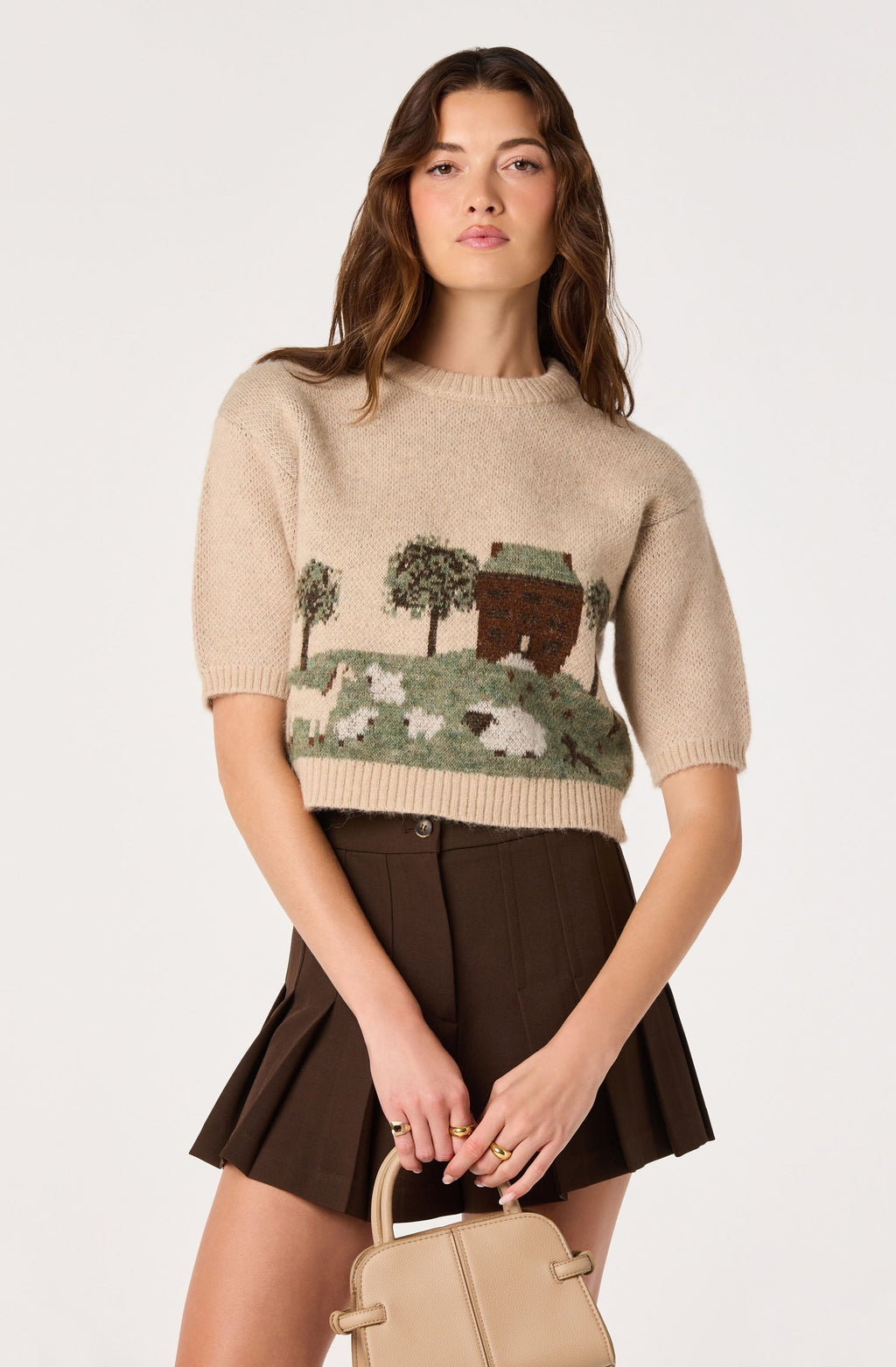 Colette Intarsia Short Sleeve Sweater