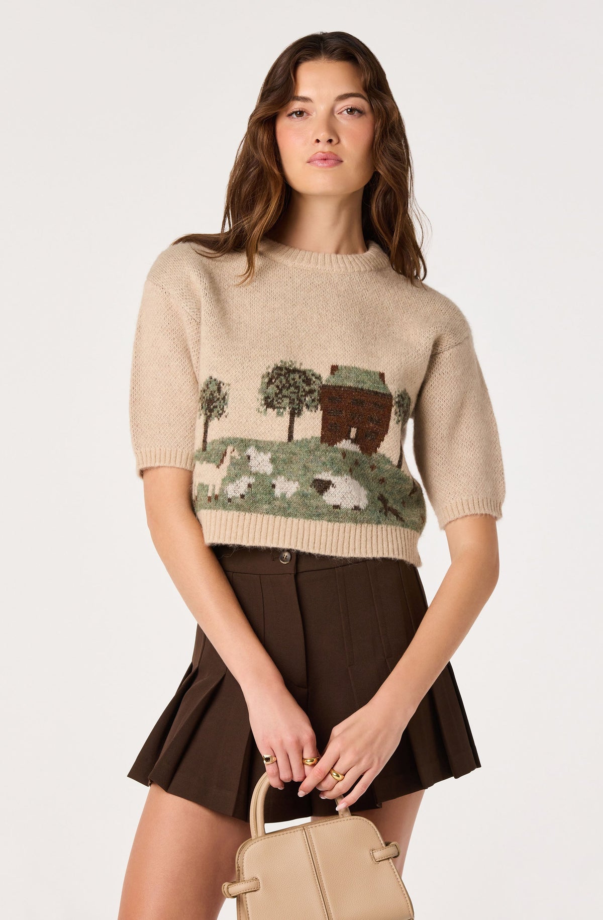 Colette Intarsia Short Sleeve Sweater